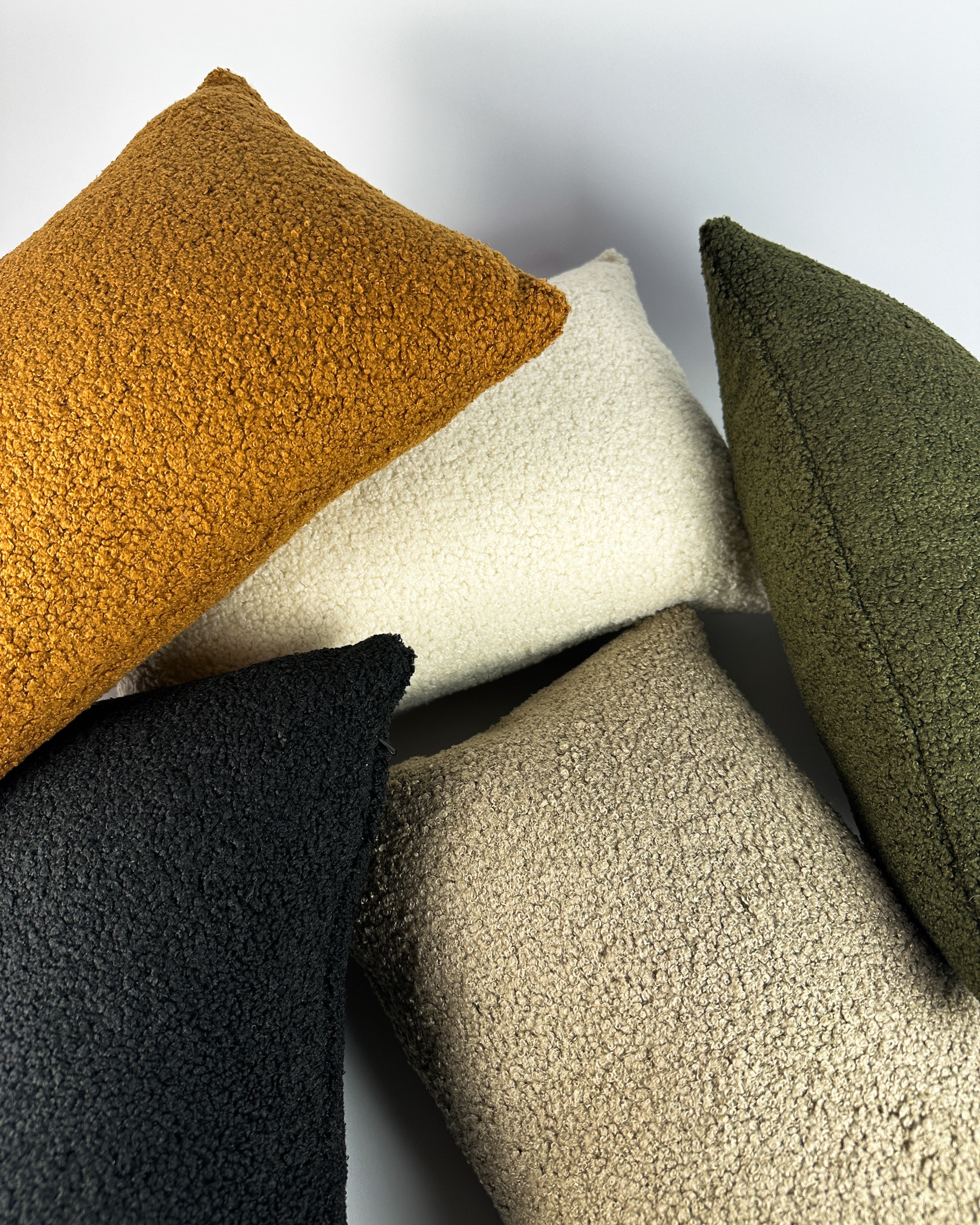 Warm tone colors all with fluffy boucle fabric