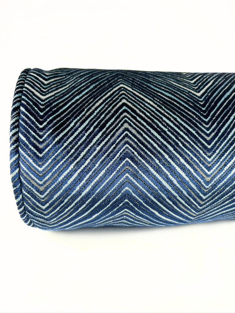 Royal and Light Blue Chevron Bolster Cover Love, Ravin Collection