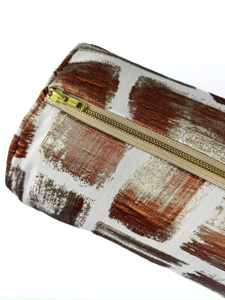 Burnt Orange and Tan Brickhouse Bolster Cover Love, Ravin Collection