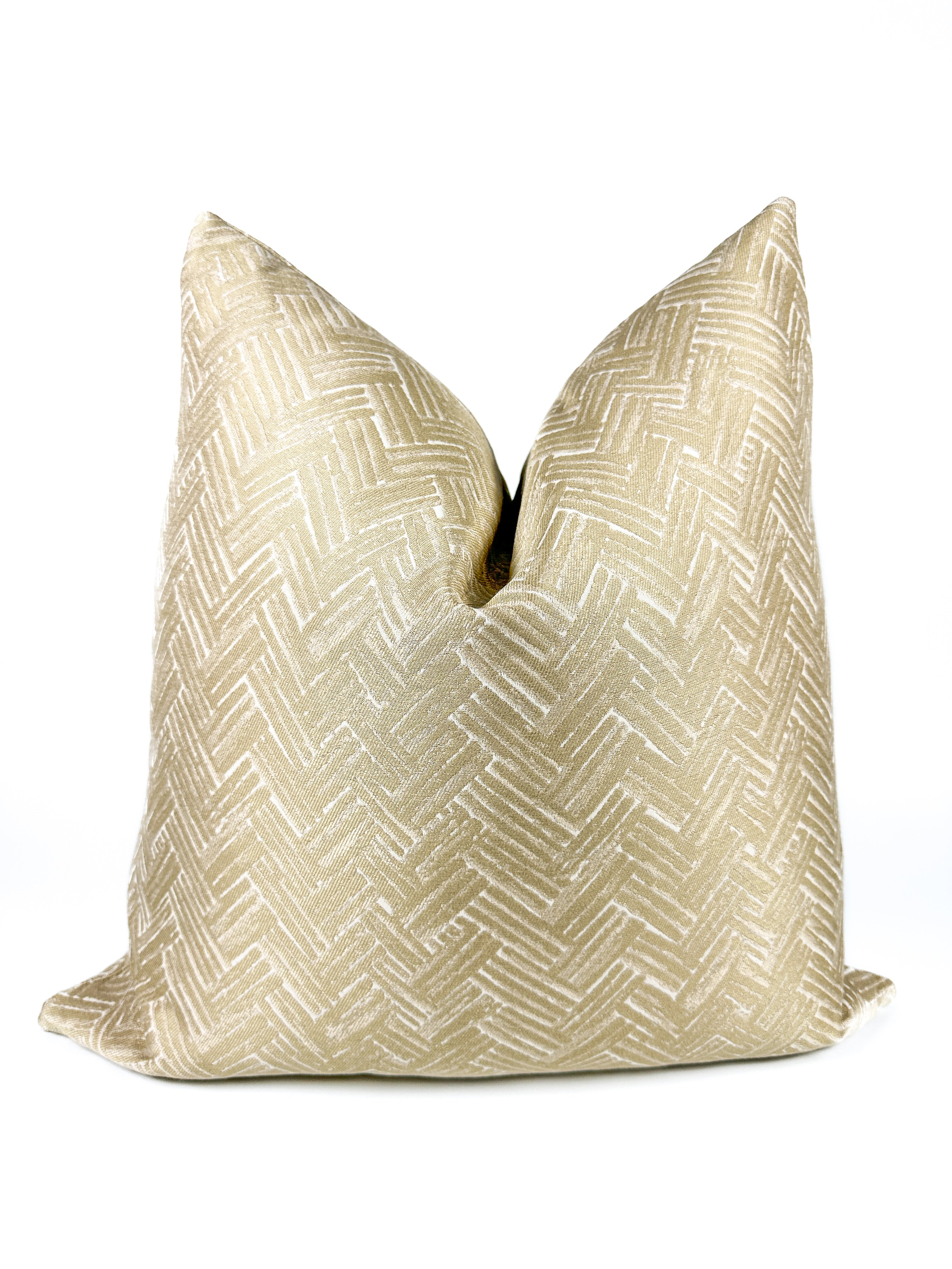 Champagne Herringbone Pillow Cover Love, Ravin Collection