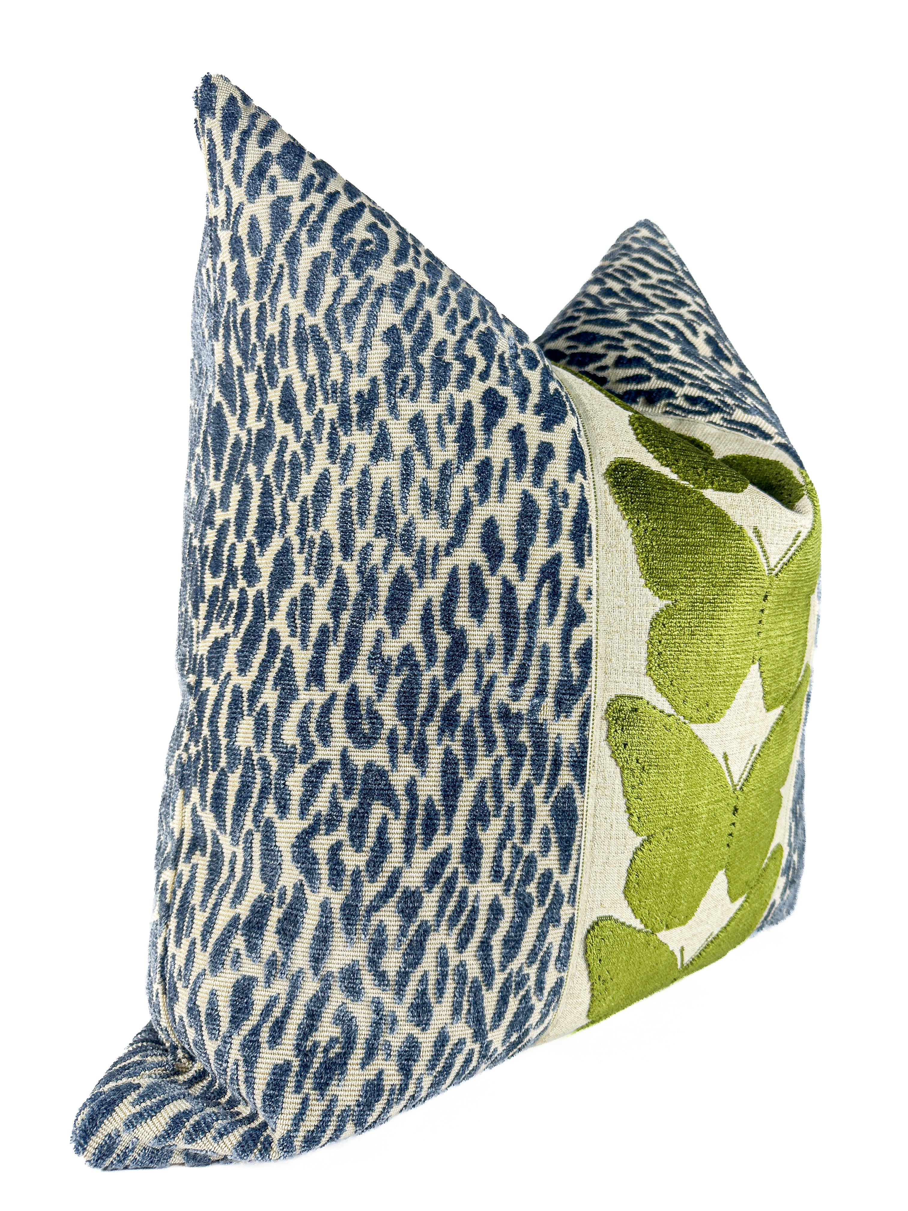 Denim Leopard and Olive Butterfly Pillow Cover Love, Ravin Collection