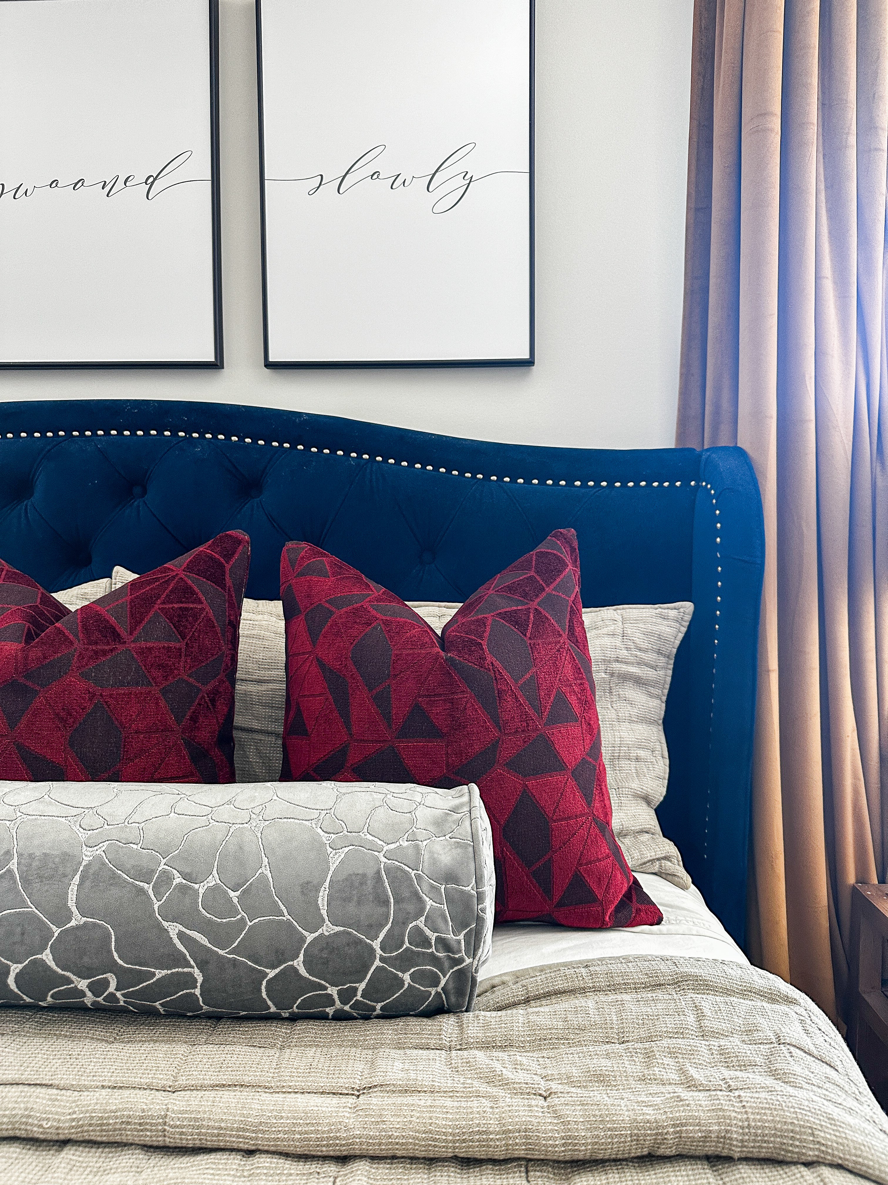 Grey Shatter Velvet Bolster Cover Love, Ravin Collection