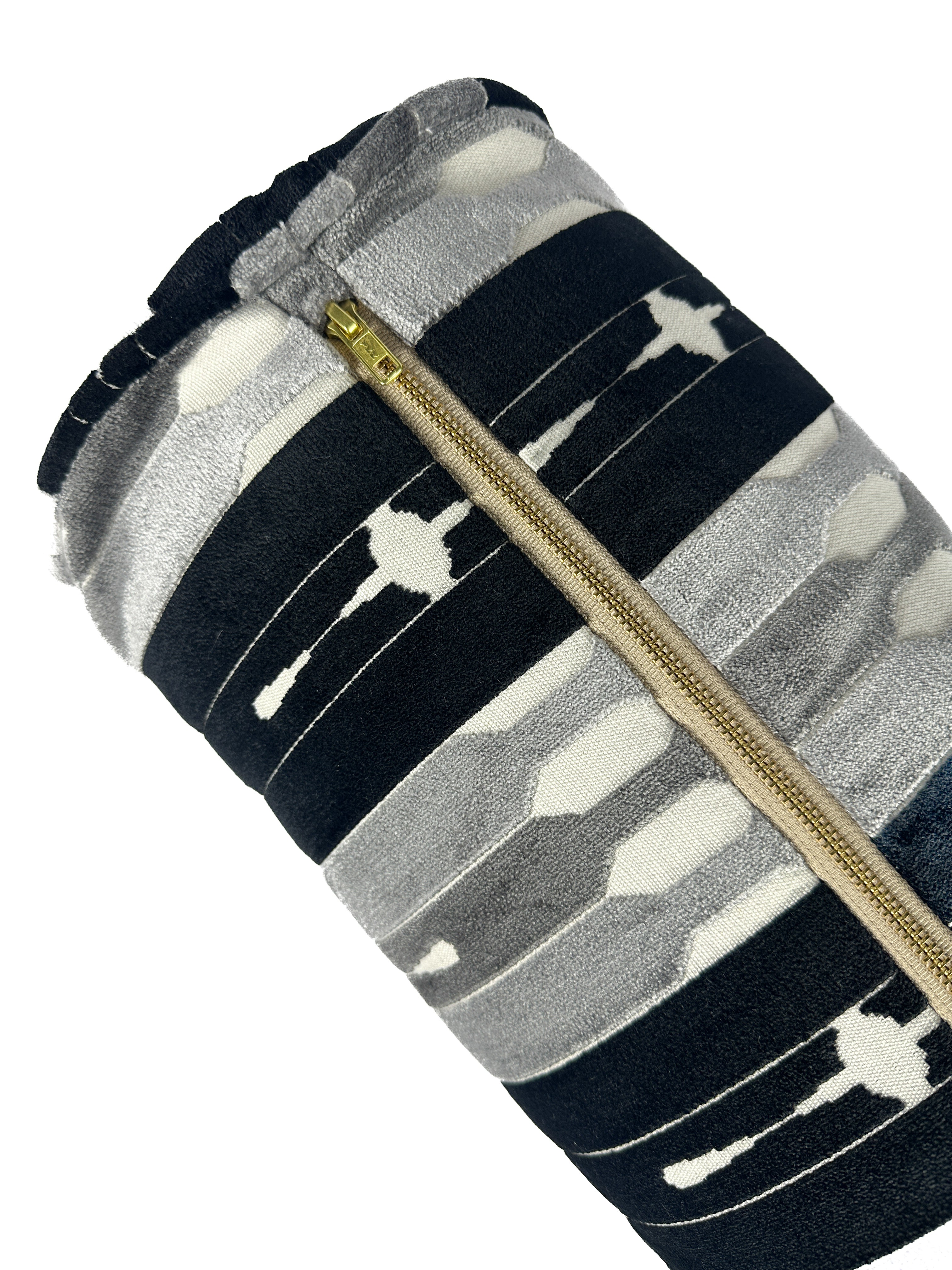 Black and Silver Contemporary Bolster Cover Love, Ravin Collection