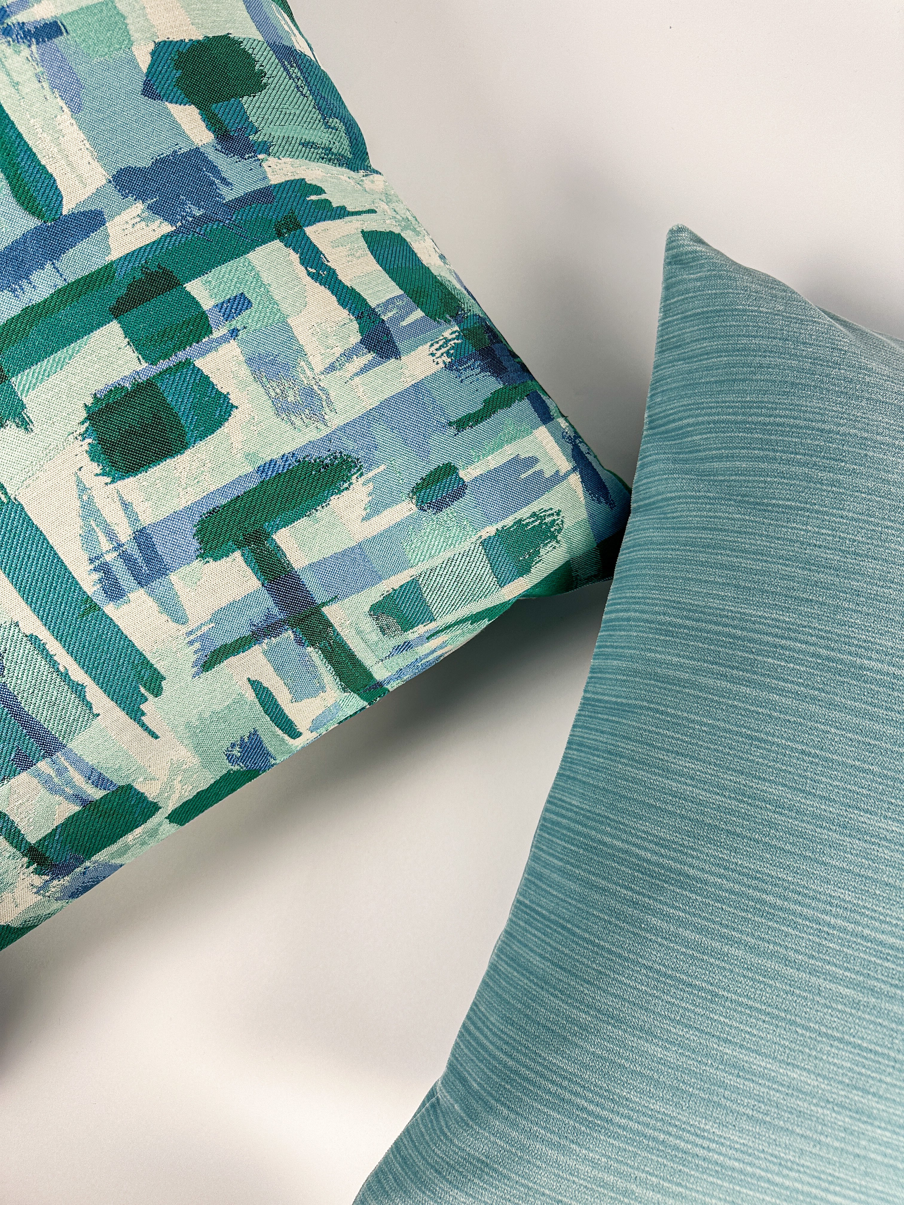 Sky Blue and Green Lines Pillow Cover simple Love, Ravin Collection