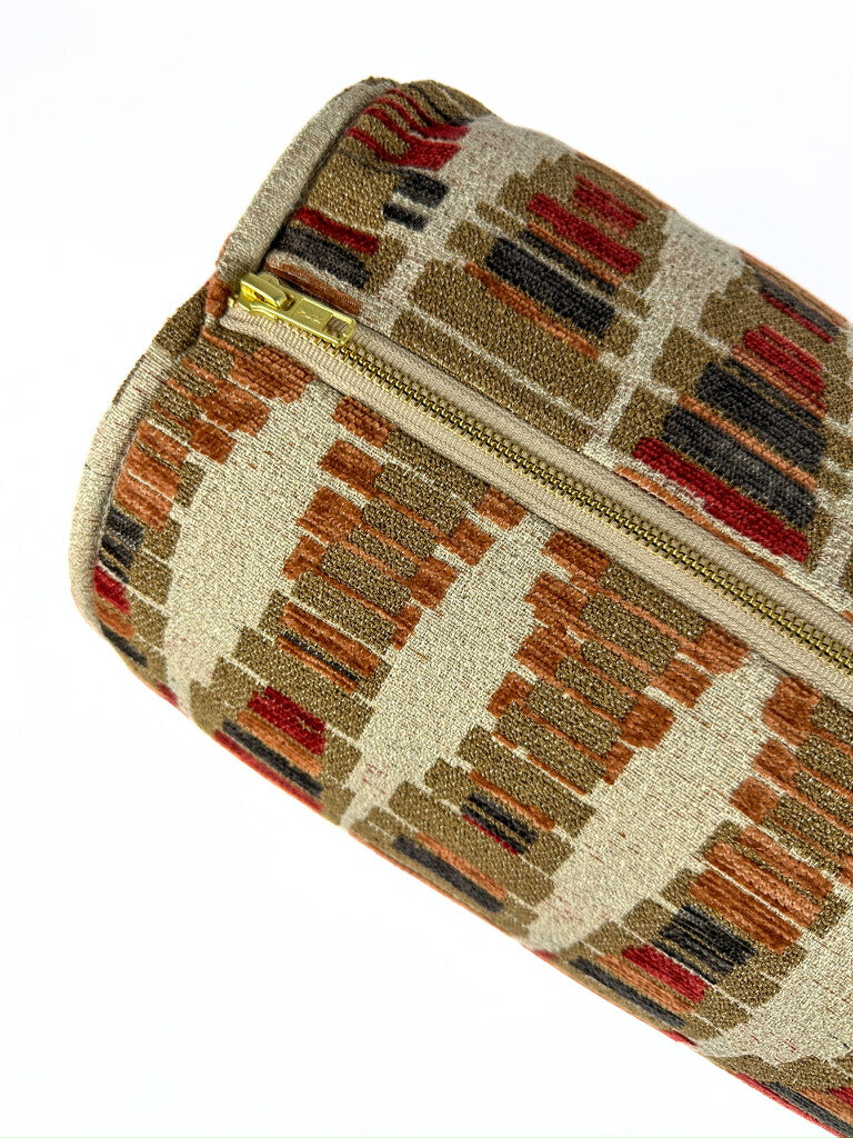 Red and Tan Stack Em Bolster Cover Love, Ravin Collection