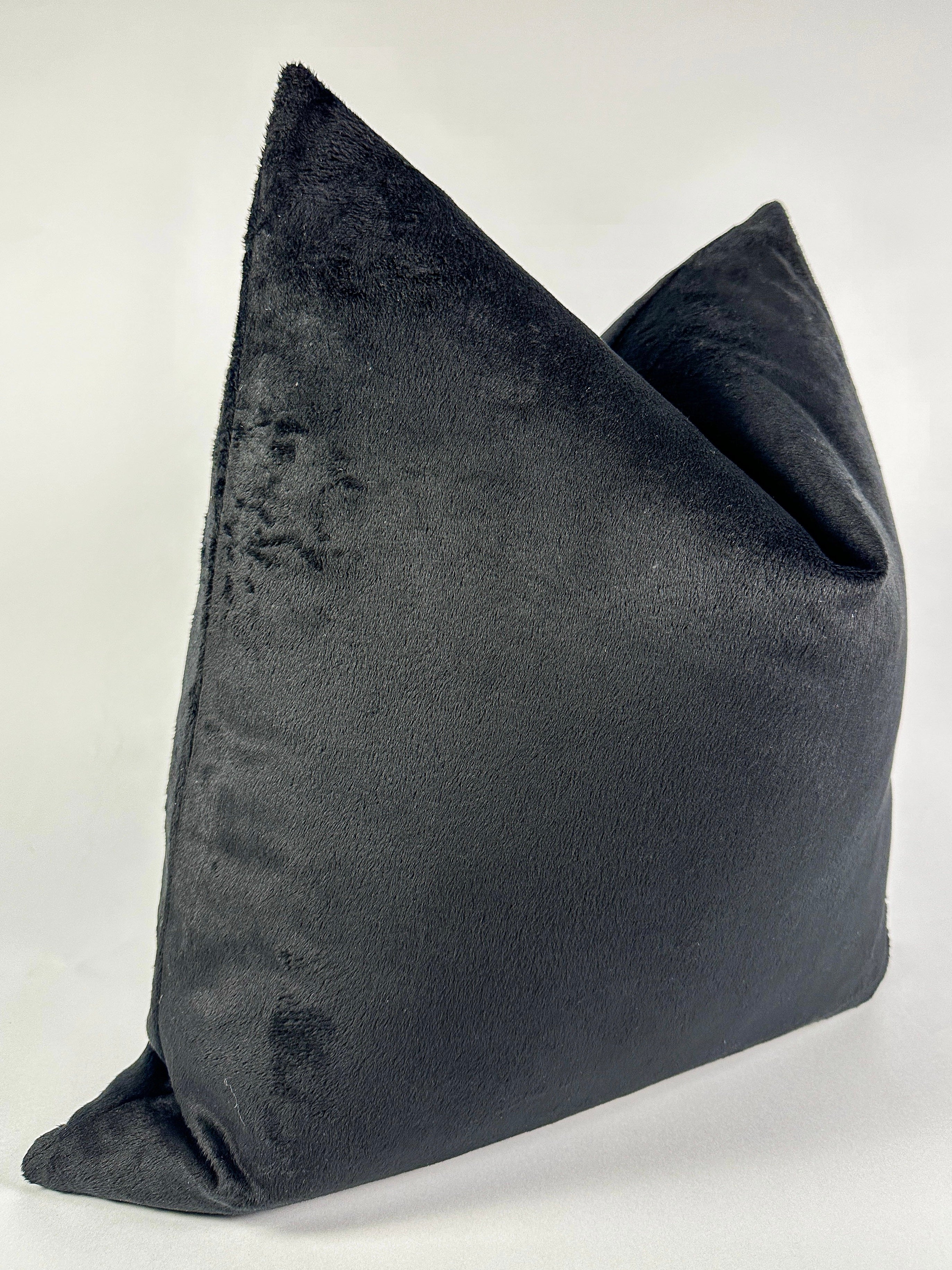 Black Faux Fur Pillow Cover simple Love, Ravin Collection