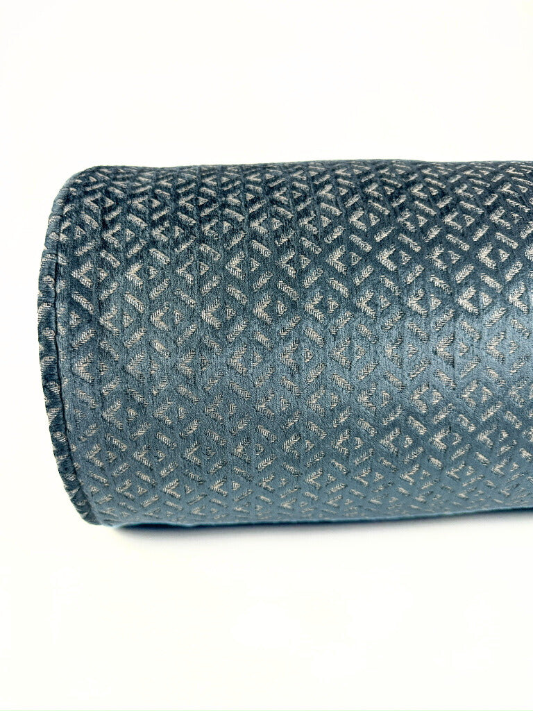 Dark Chambray Mixed Cubes Bolster Cover Love, Ravin Collection