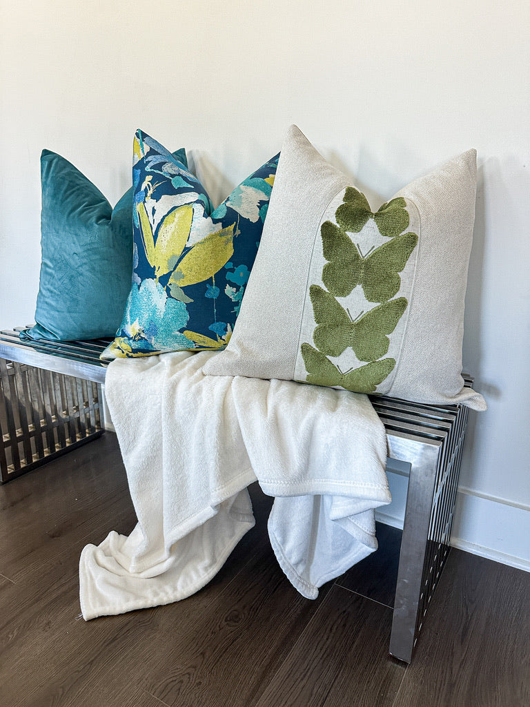 Natural and Olive Butterfly Pillow Cover Love, Ravin Collection