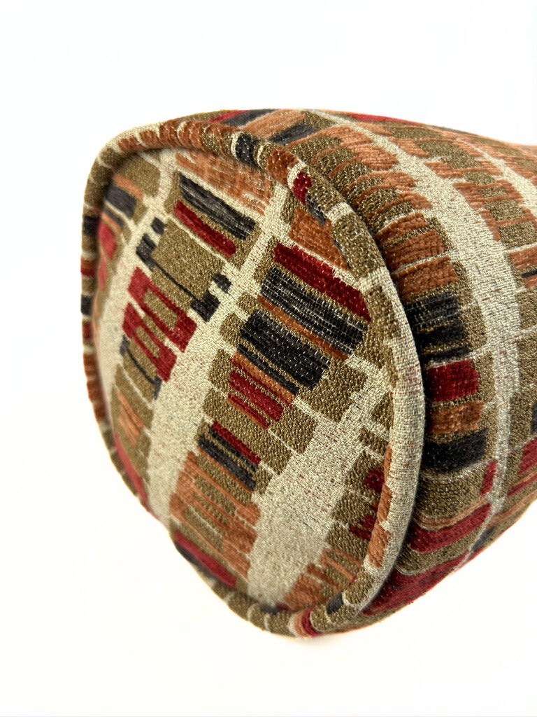 Red and Tan Stack Em Bolster Cover Love, Ravin Collection