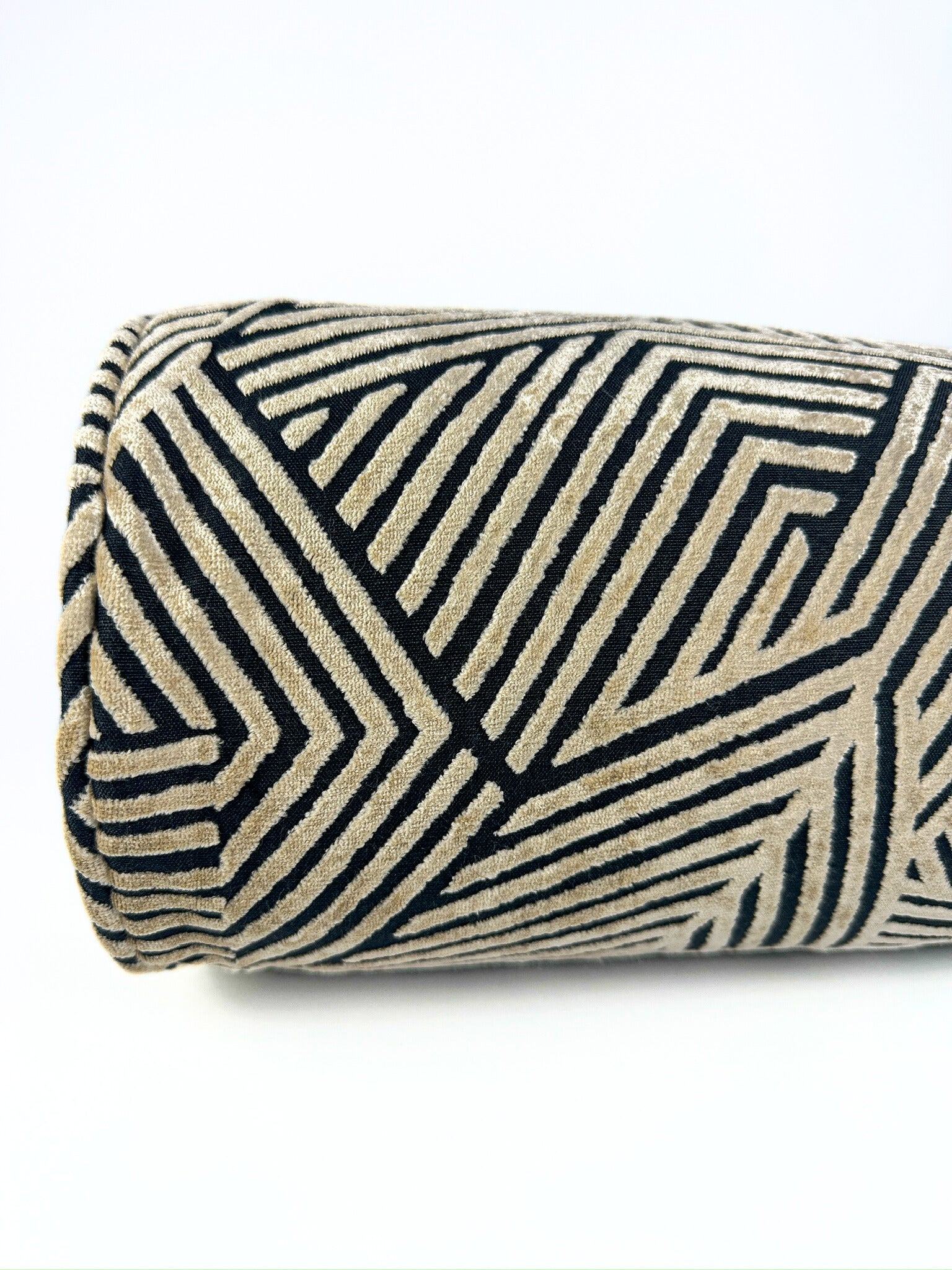 Tan and Black Complex Maze Bolster Cover Love, Ravin Collection