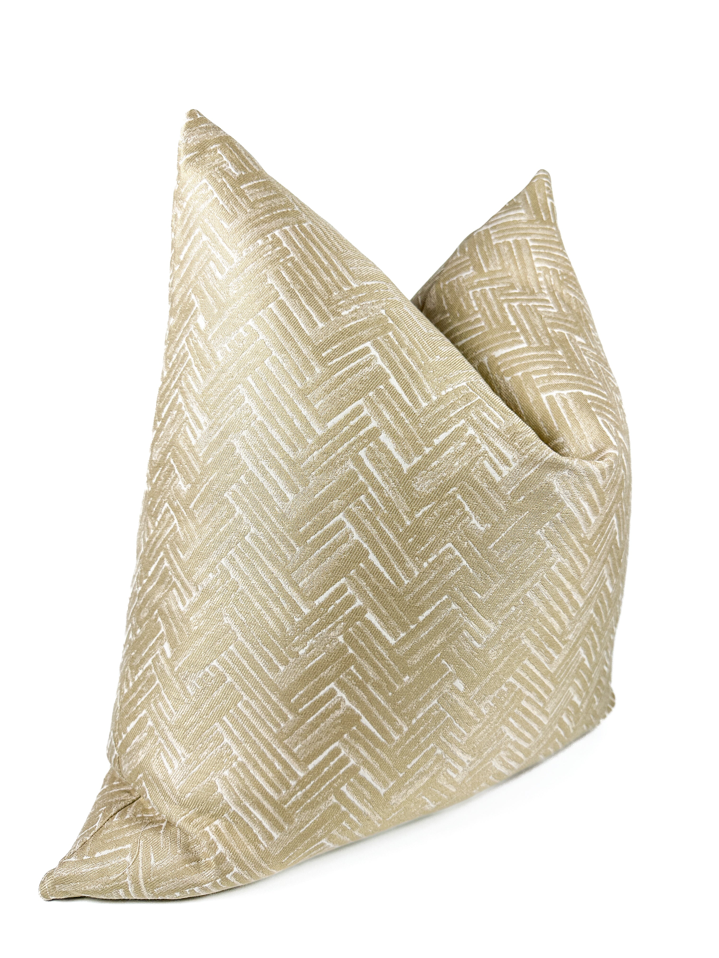 Champagne Herringbone Pillow Cover Love, Ravin Collection