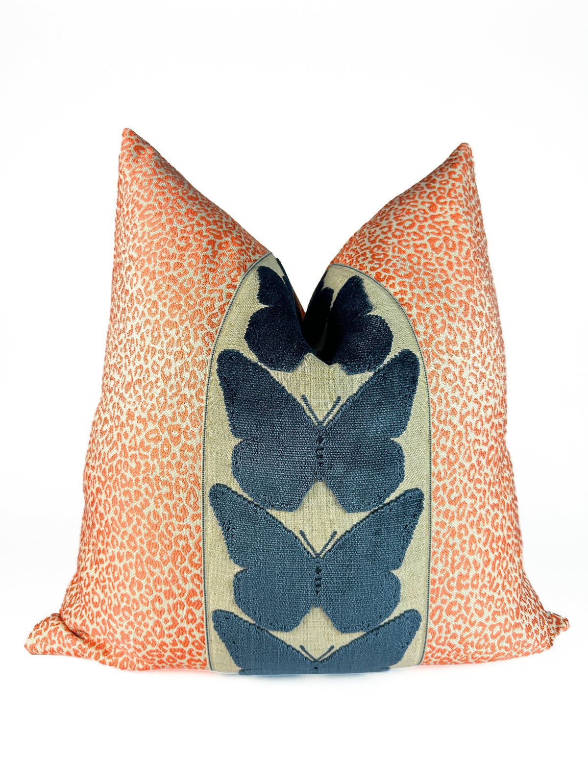 Salmon Leopard and Ocean Butterfly Pillow Cover Love, Ravin Collection