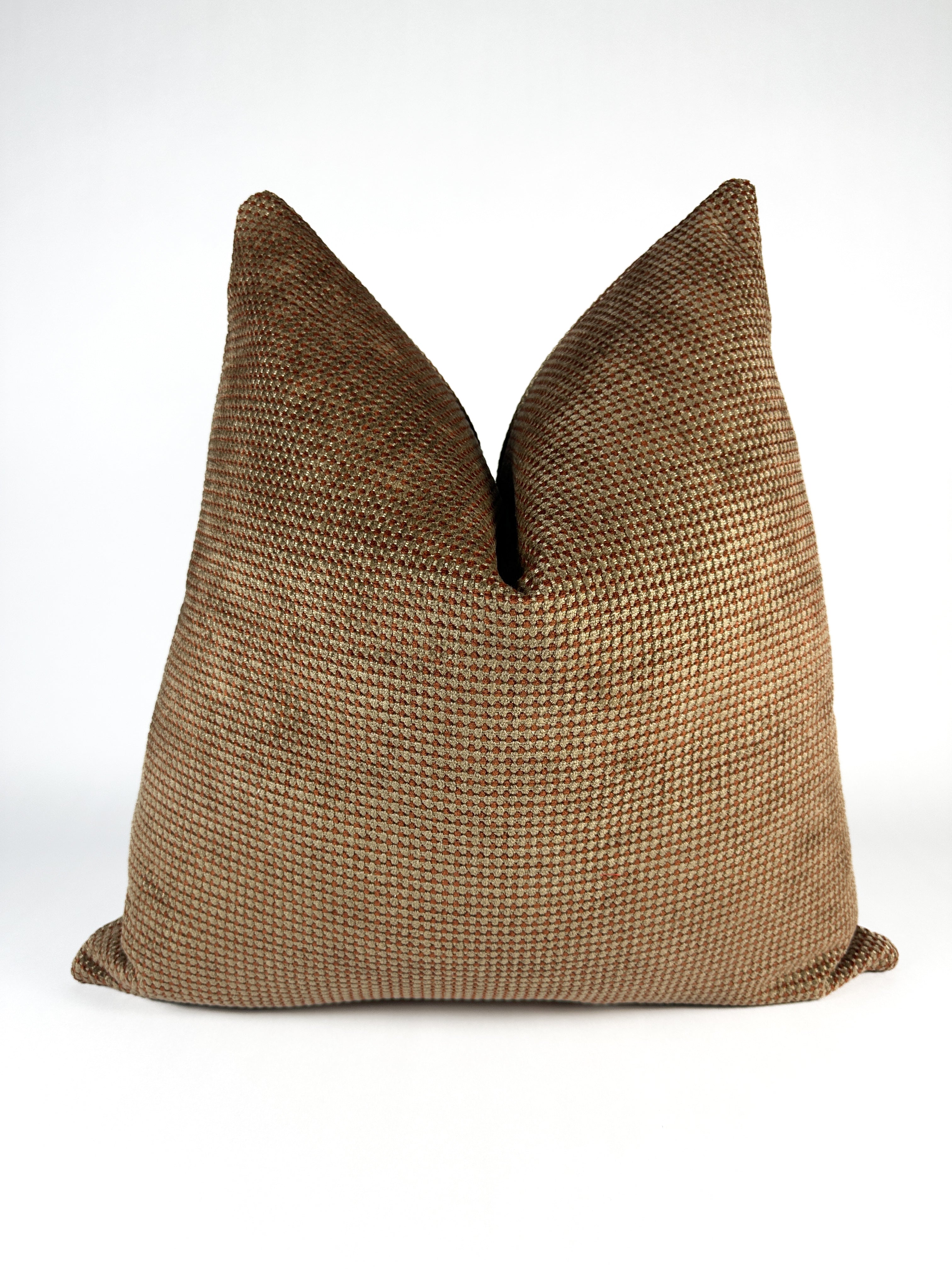 Bronze Rust Squares Pillow Cover Love, Ravin Collection