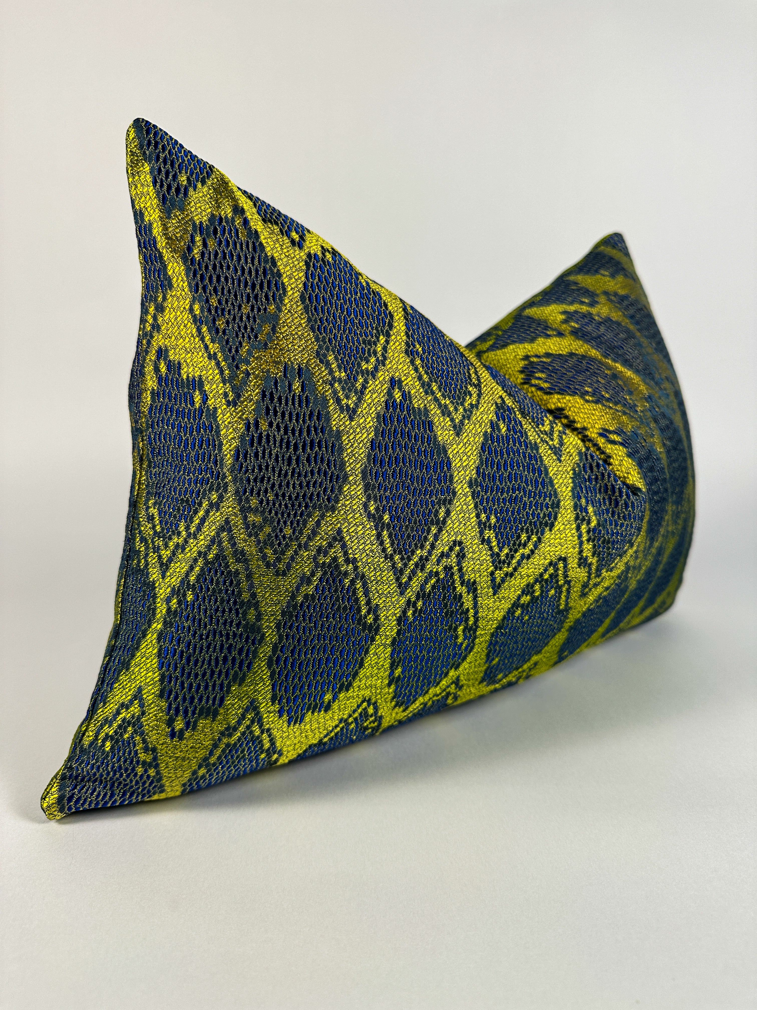 Navy and Lime Green Silk Pillow Cover simple Love, Ravin Collection