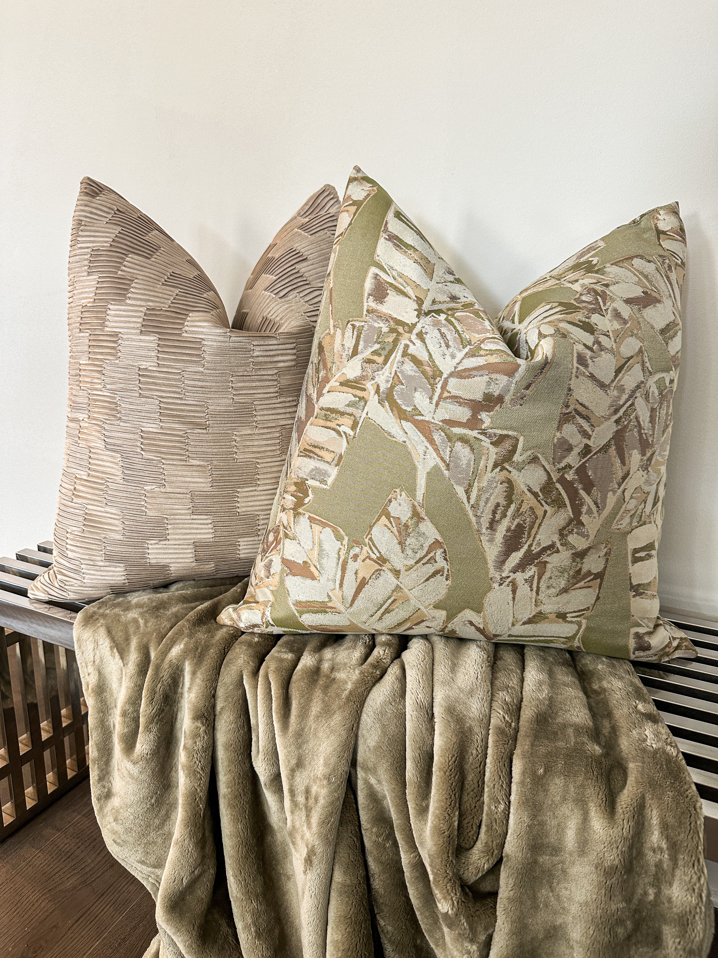 Sage Green Palm Leaves Pillow Cover simple Love, Ravin Collection