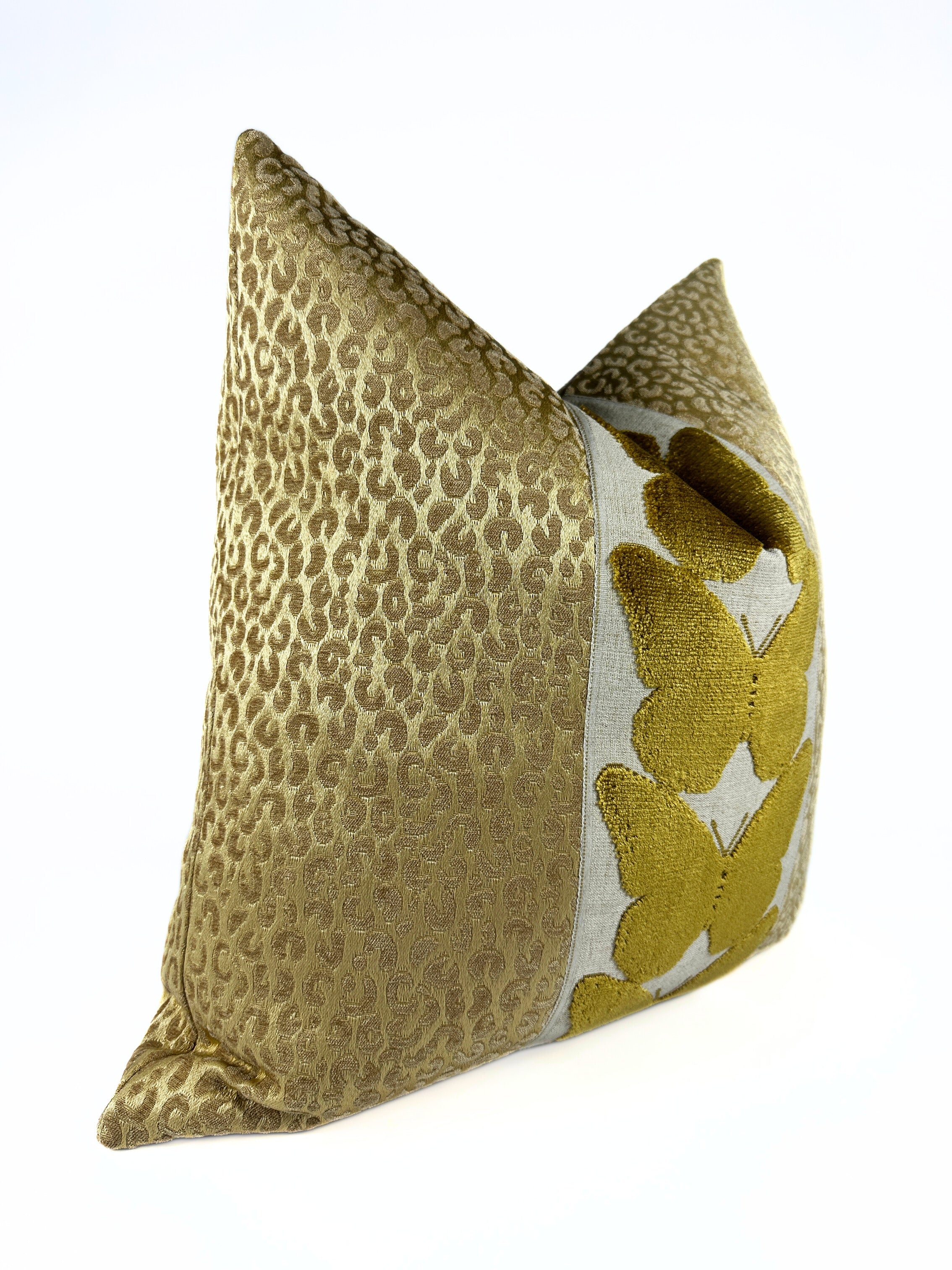 Gold Leopard and Midas Butterfly Pillow Cover Love, Ravin Collection