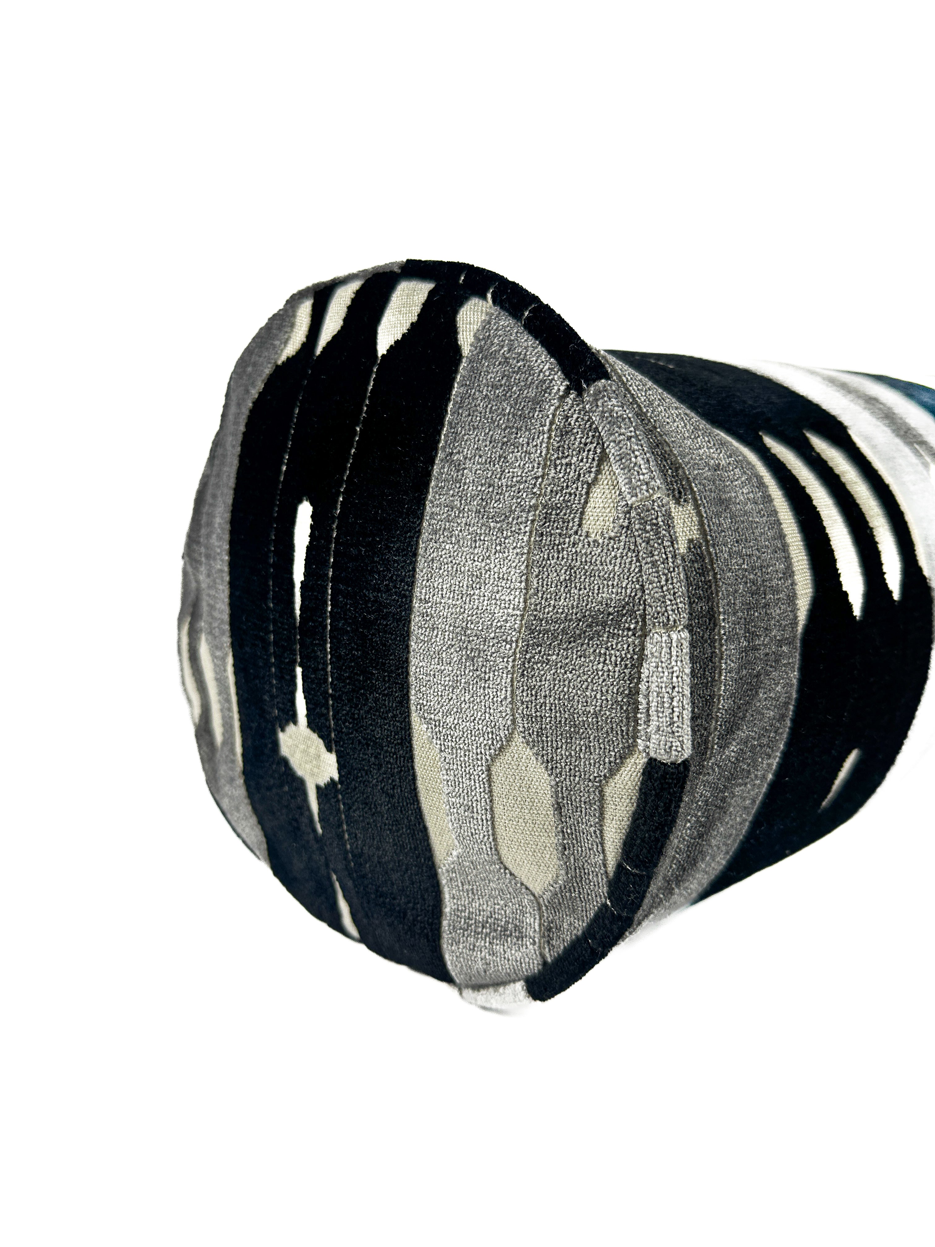 Black and Silver Contemporary Bolster Cover Love, Ravin Collection