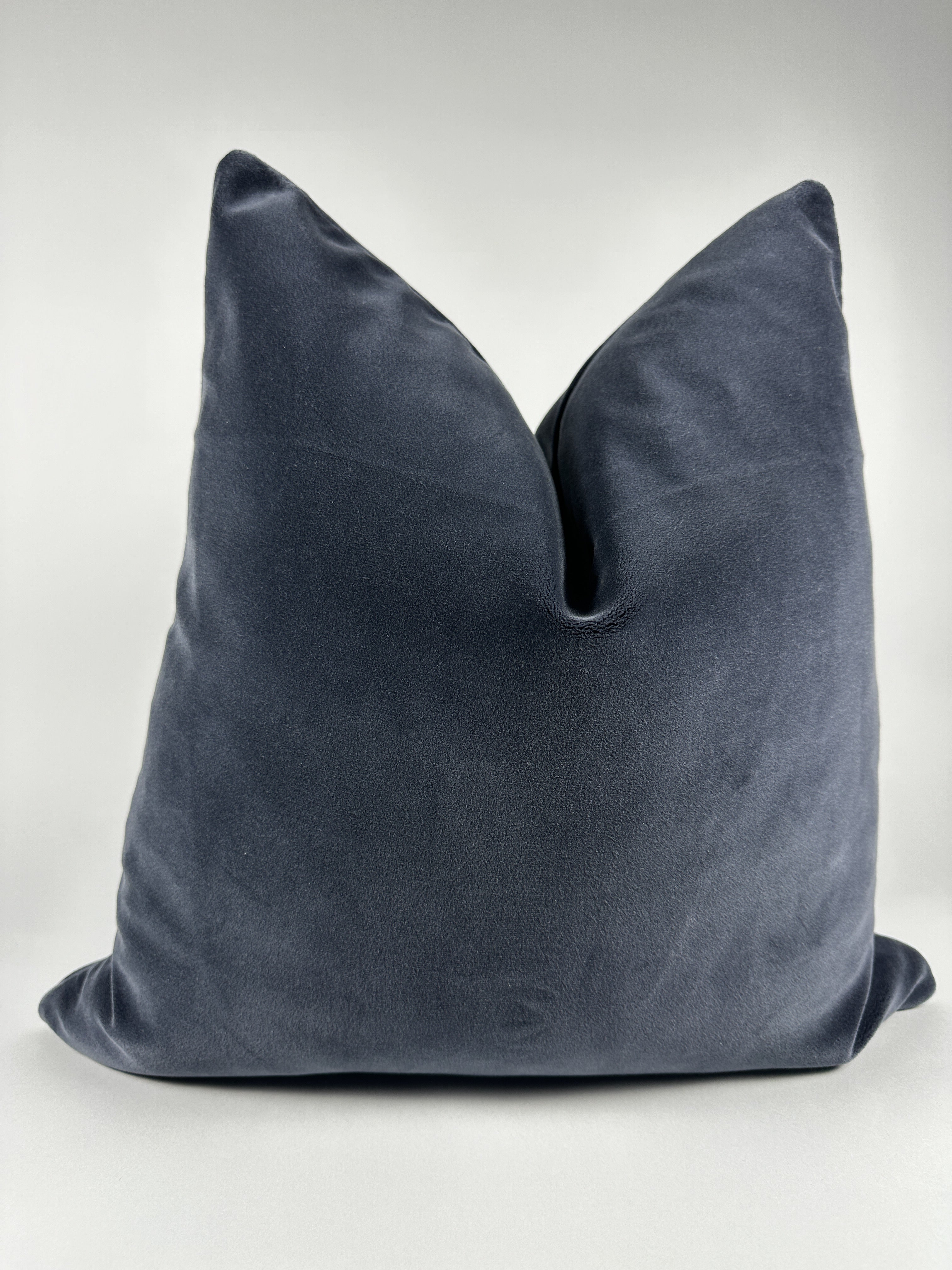 Steel Blue Grey Velvet Pillow Cover simple Love, Ravin Collection