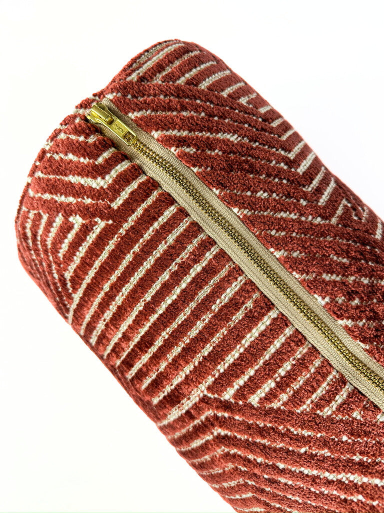 Cranberry Chenille Raker Bolster Cover Love, Ravin Collection