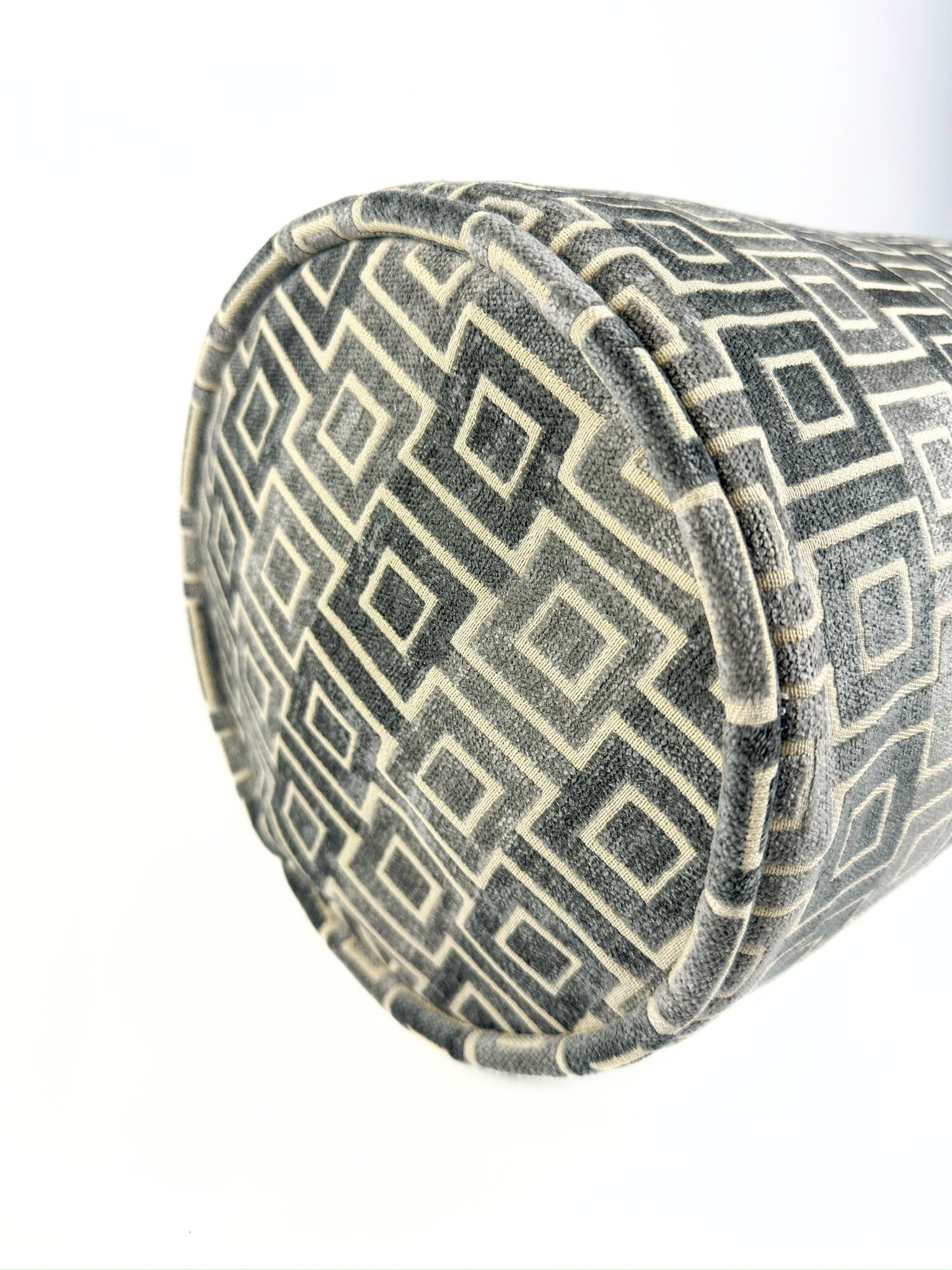 Grey Lattice Bolster Cover Love, Ravin Collection