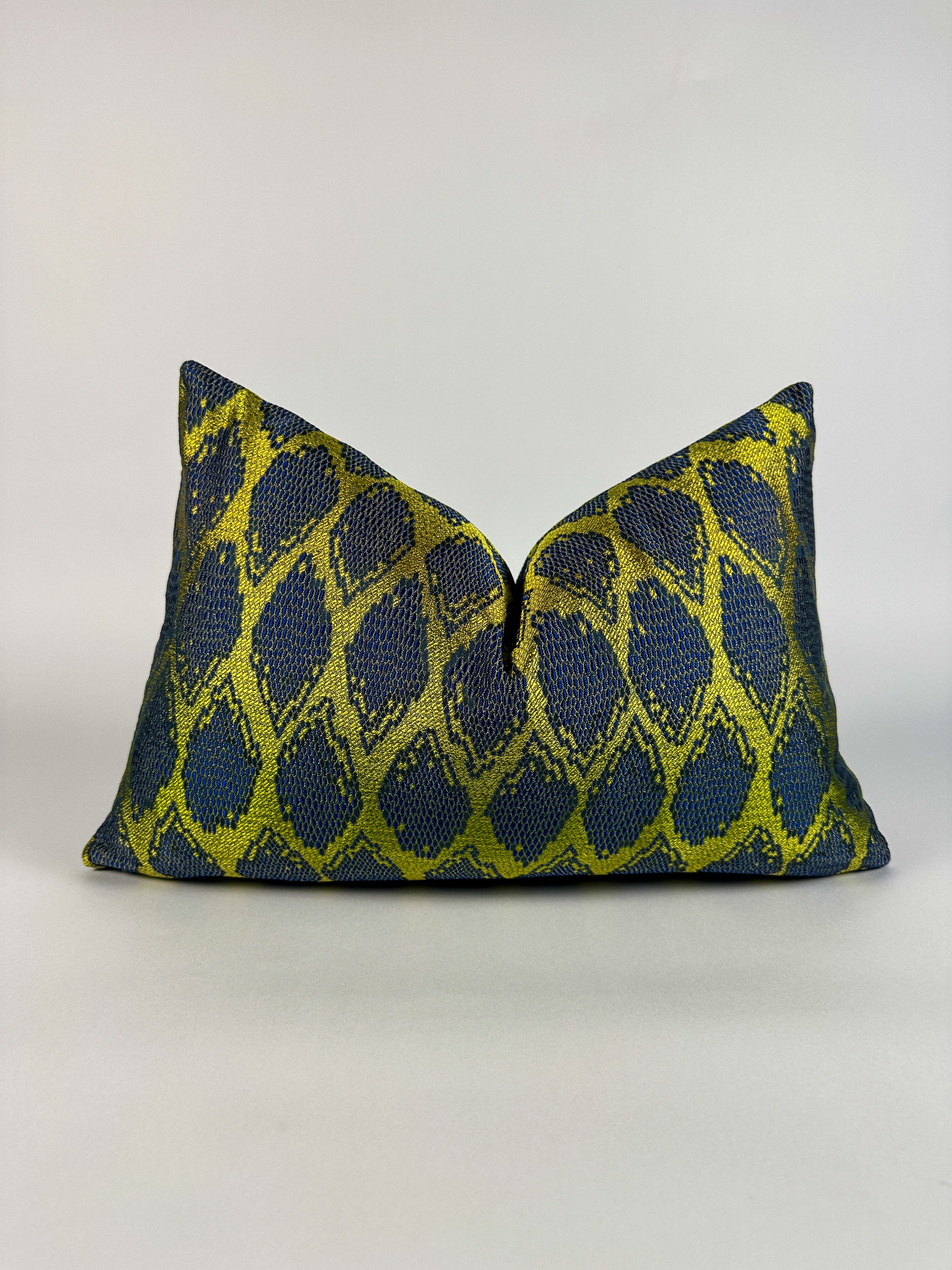 Navy and Lime Green Silk Pillow Cover simple Love, Ravin Collection