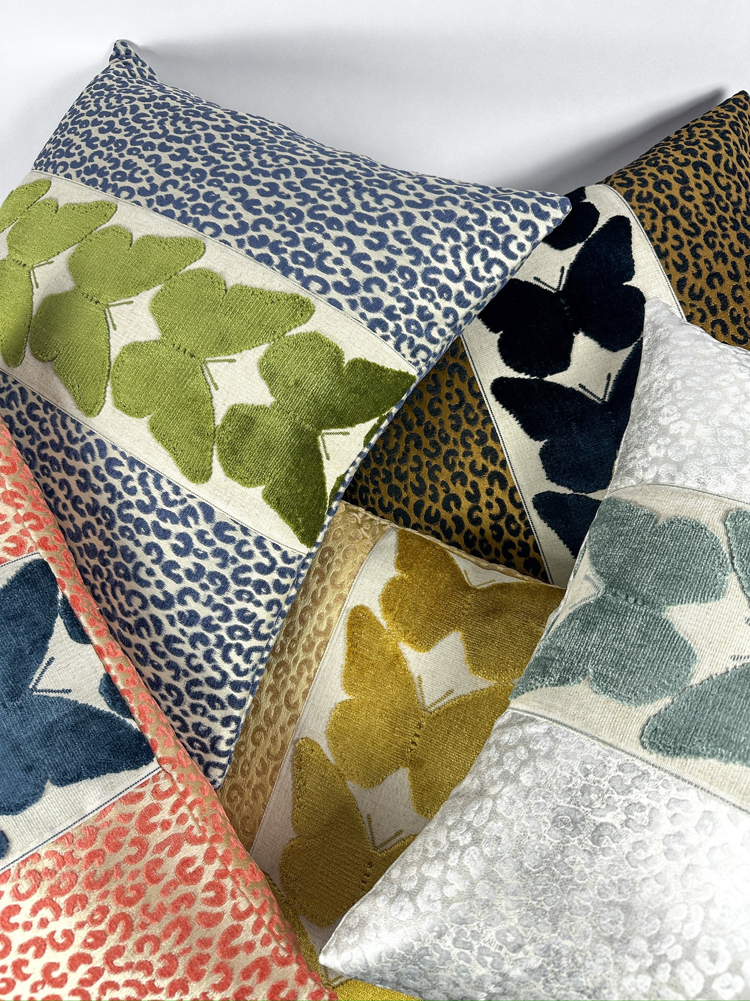 Silver Leopard and Spa Butterfly Pillow Cover Love, Ravin Collection