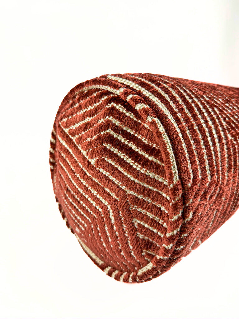 Cranberry Chenille Raker Bolster Cover Love, Ravin Collection