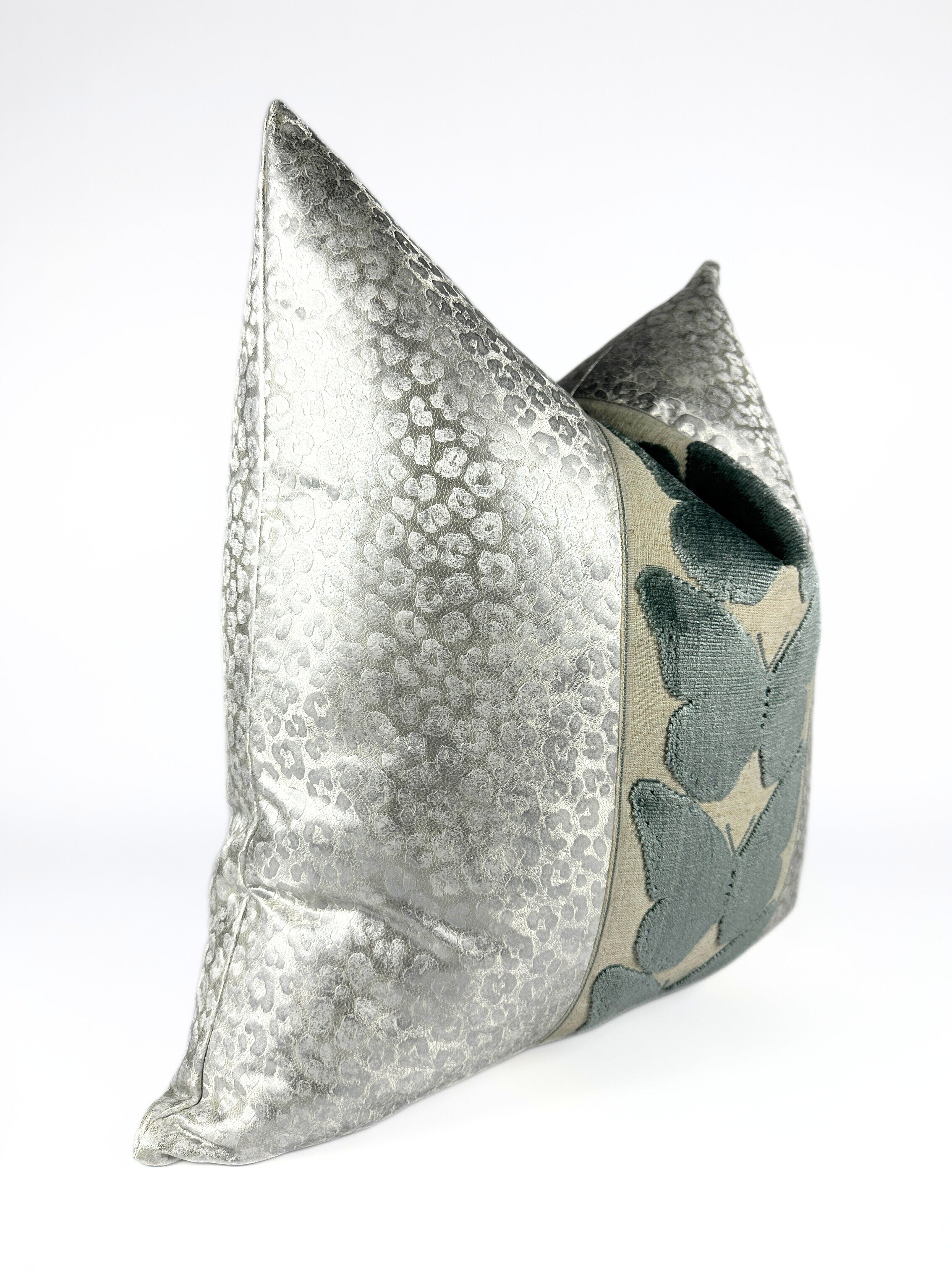 Silver Leopard and Spa Butterfly Pillow Cover Love, Ravin Collection