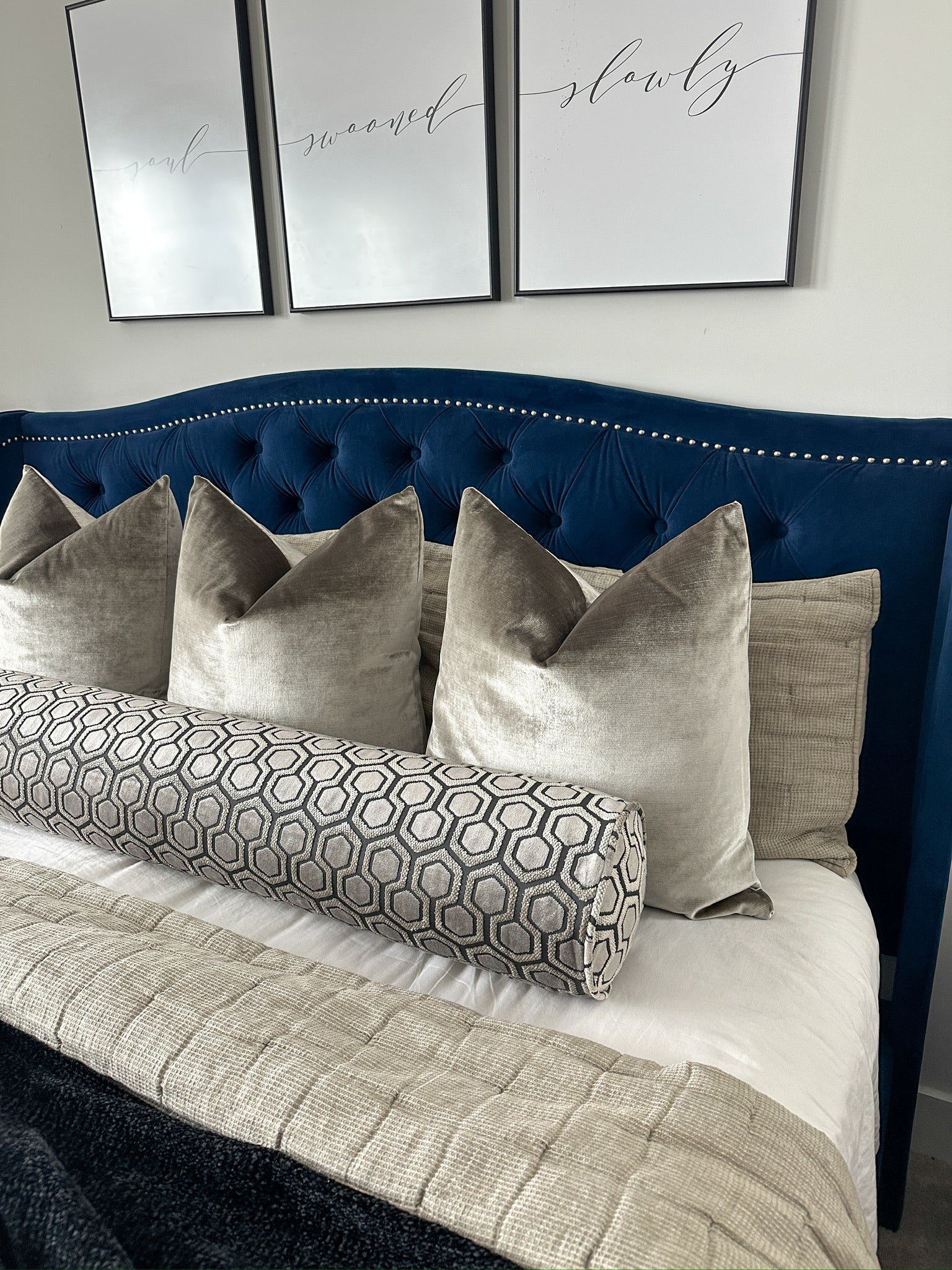 Metallic Patterned Hex Bolster Cover Love, Ravin Collection