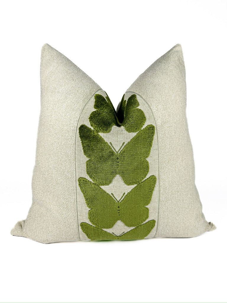 Natural and Olive Butterfly Pillow Cover Love, Ravin Collection