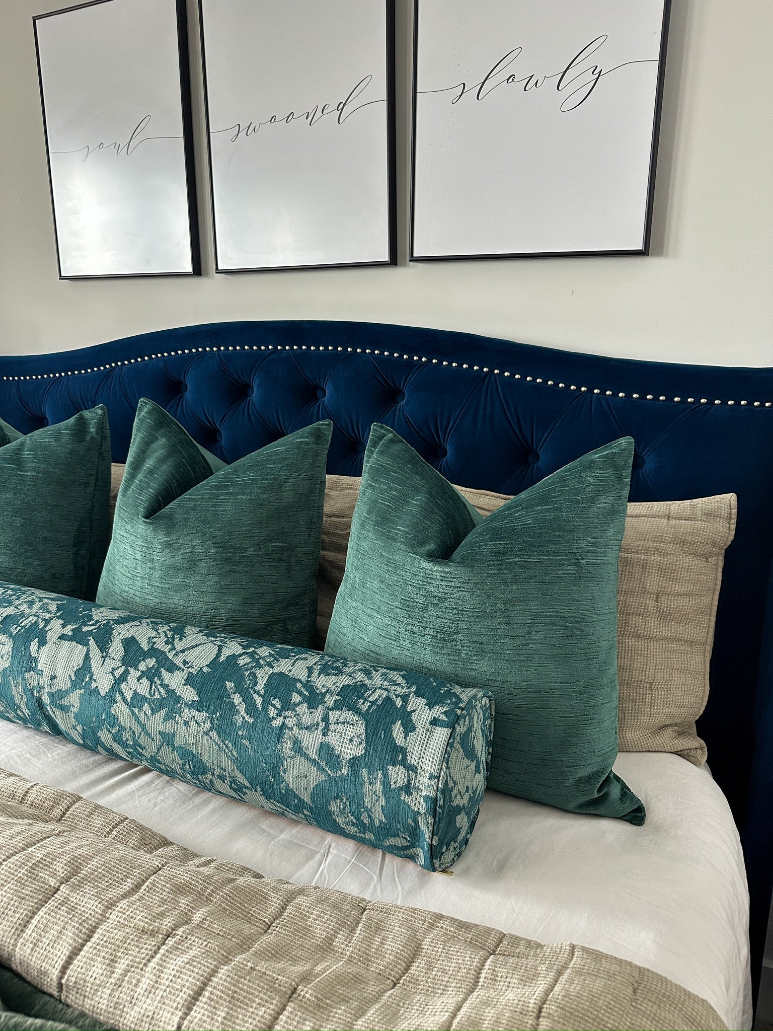 Teal Shattered Bolster Cover Love, Ravin Collection