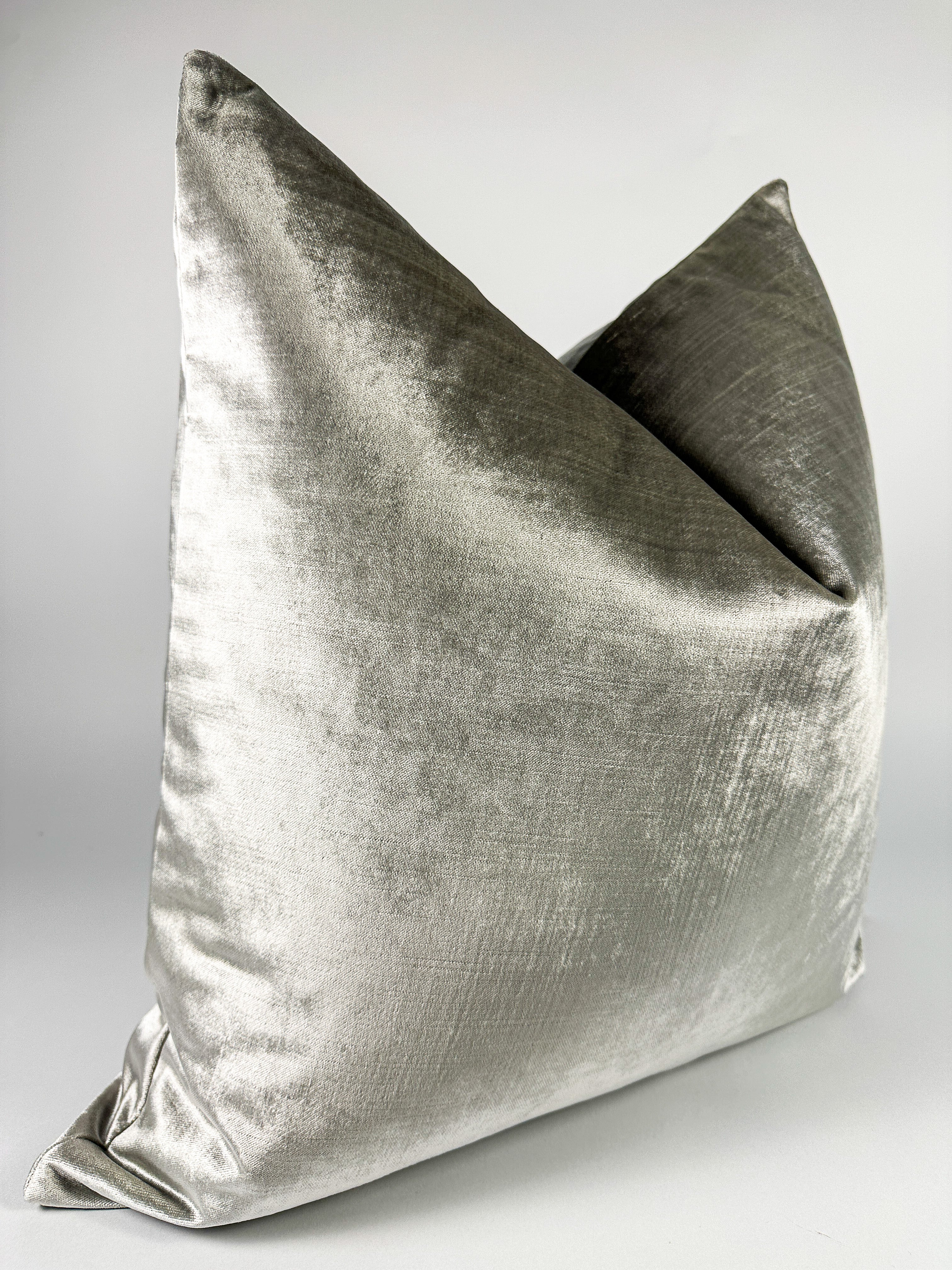Silver Silk Velvet Pillow Cover simple Love, Ravin Collection