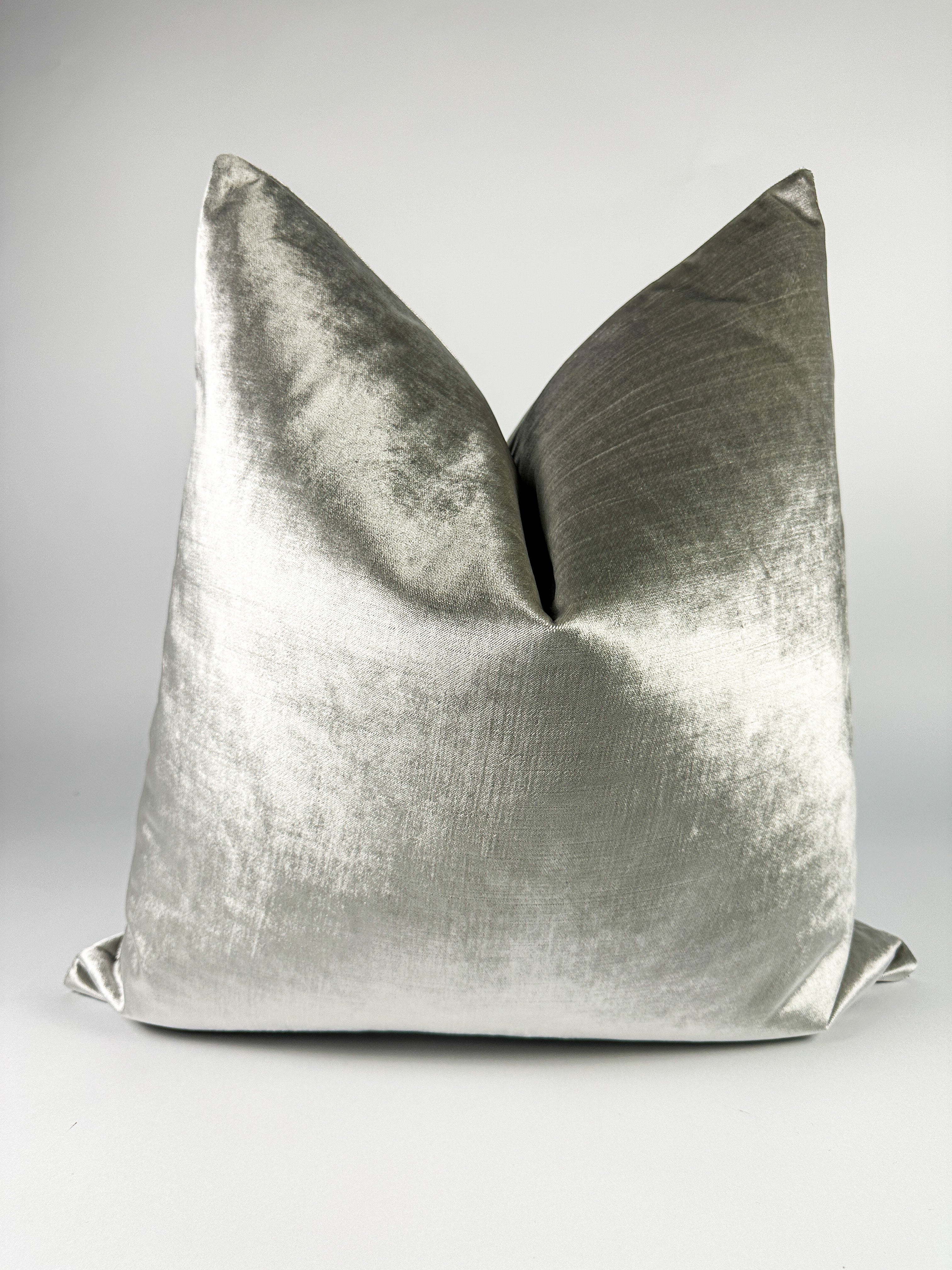 Silver Silk Velvet Pillow Cover simple Love, Ravin Collection