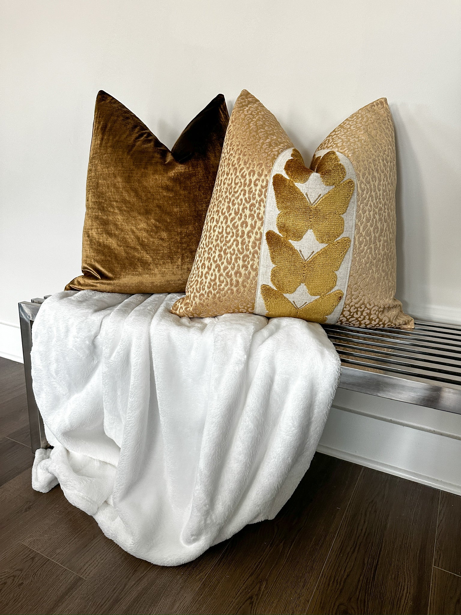 Gold Leopard and Midas Butterfly Pillow Cover Love, Ravin Collection