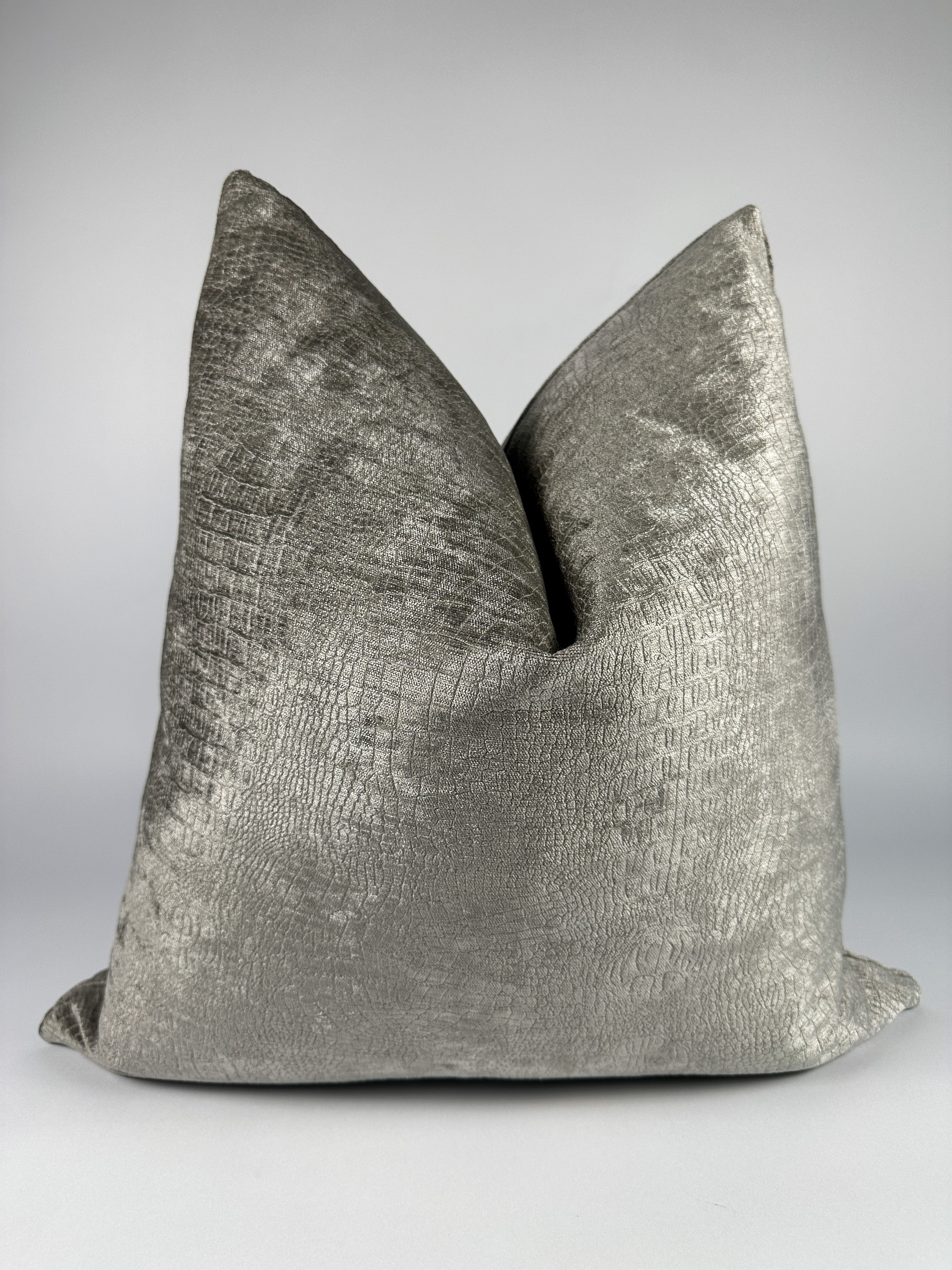 Silver Velvet Gator Pillow Cover Love, Ravin Collection
