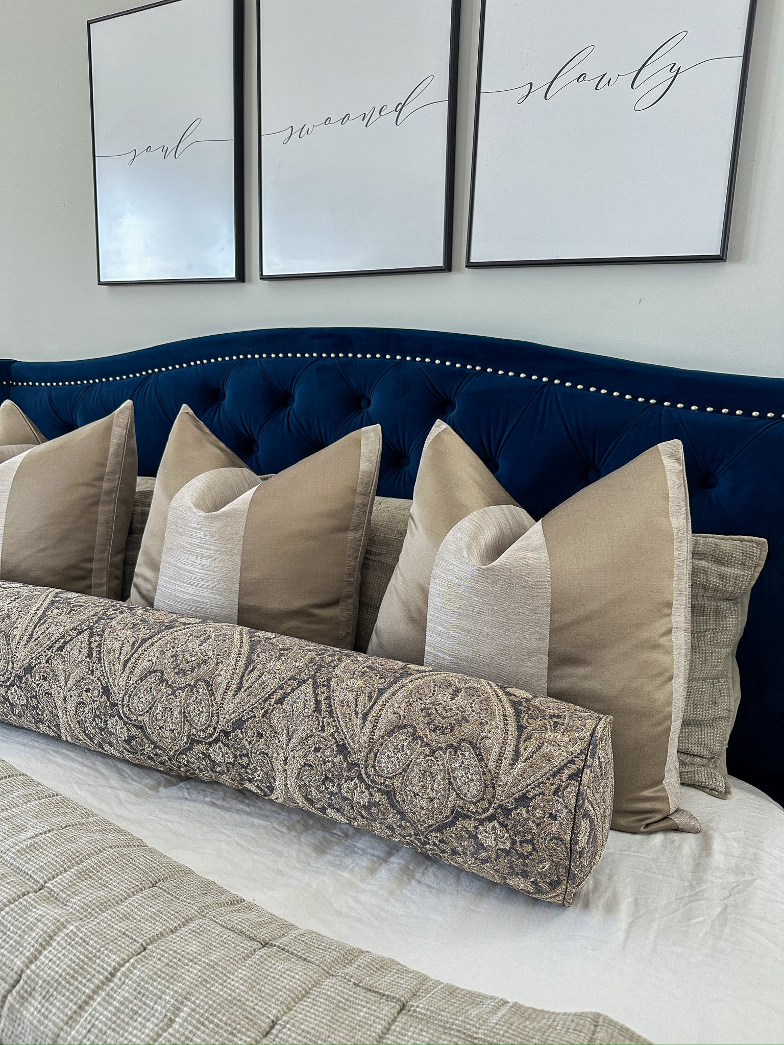 Bronze Paisley Bolster Cover Love, Ravin Collection