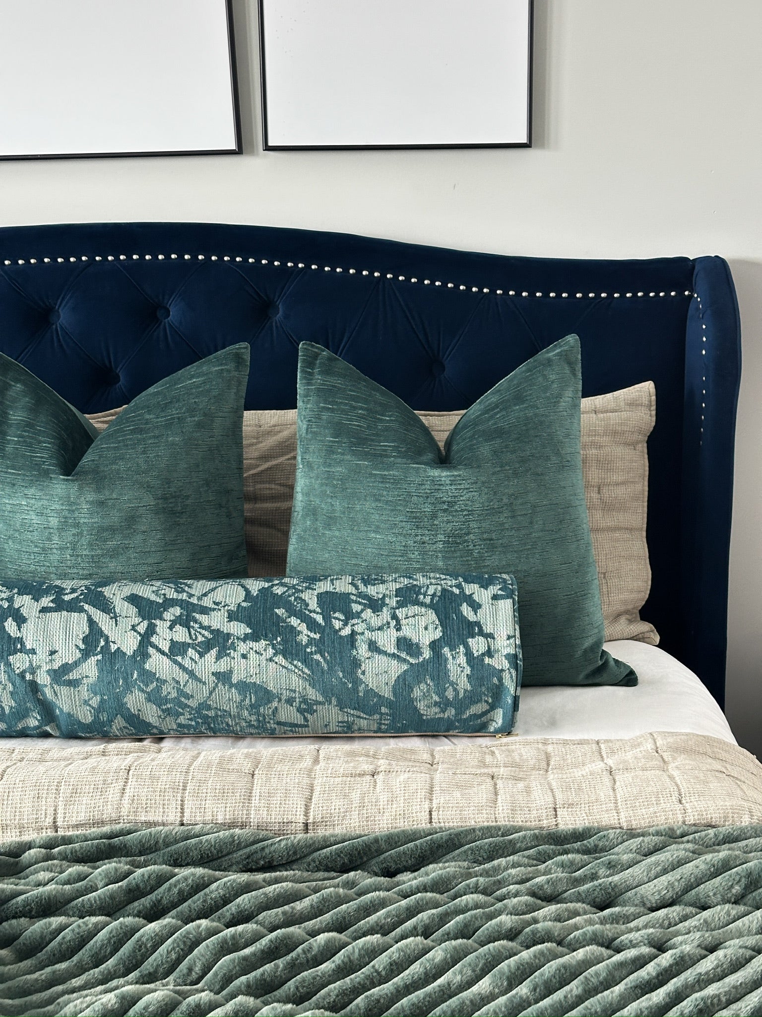 Teal Shattered Bolster Cover Love, Ravin Collection