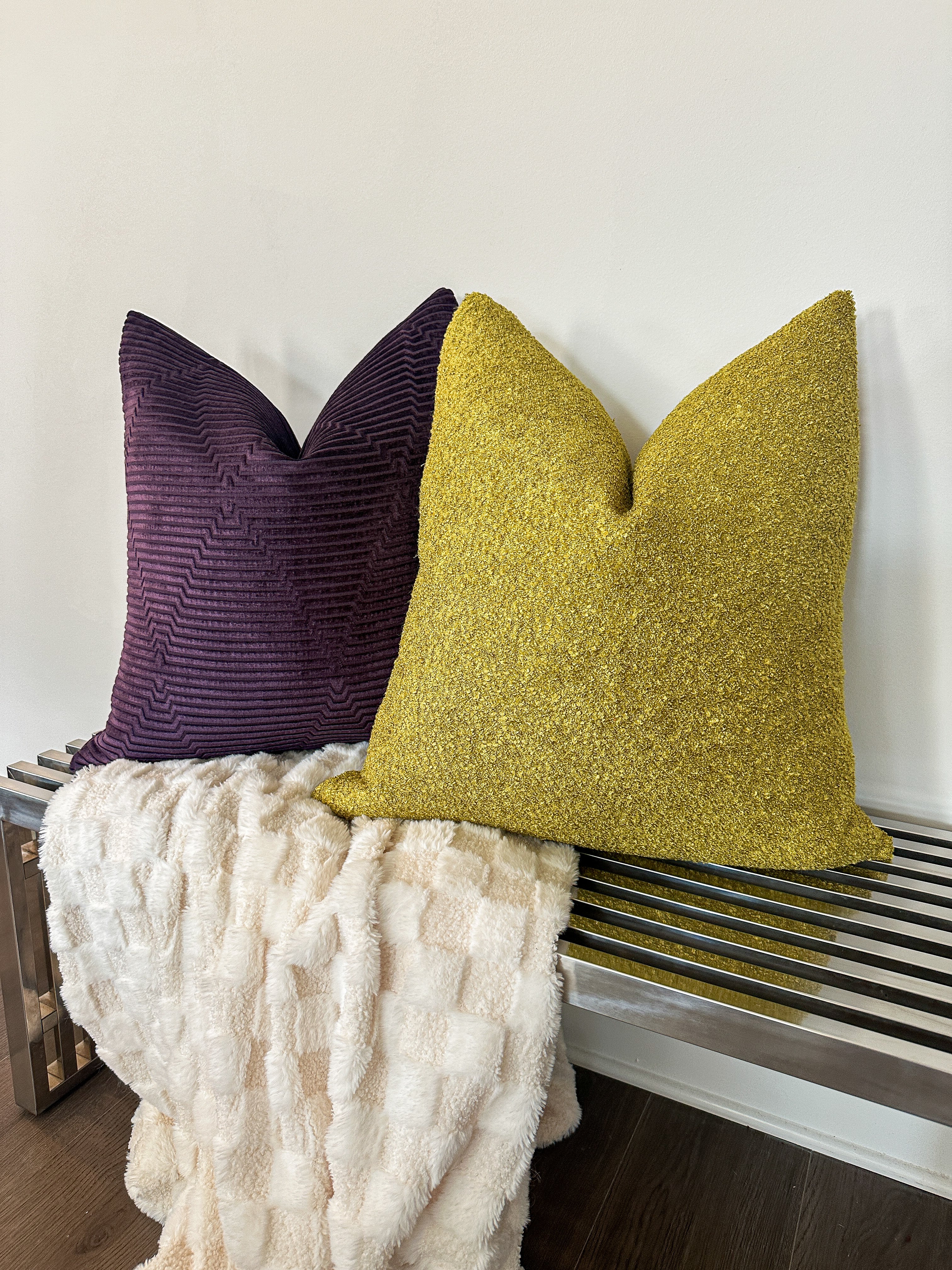 Citron Boucle Pillow Cover Love, Ravin Collection