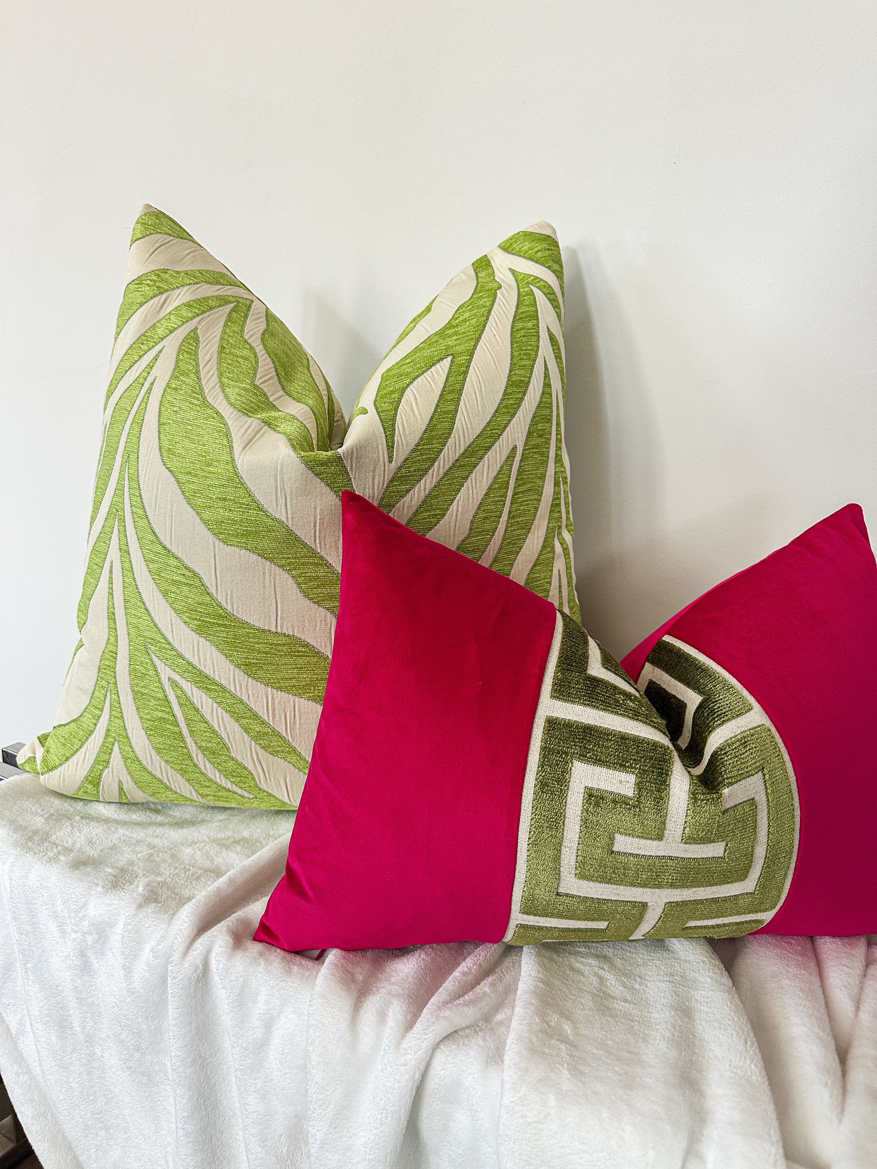 Lime Green and Ivory Zebra Pillow Cover Love, Ravin Collection