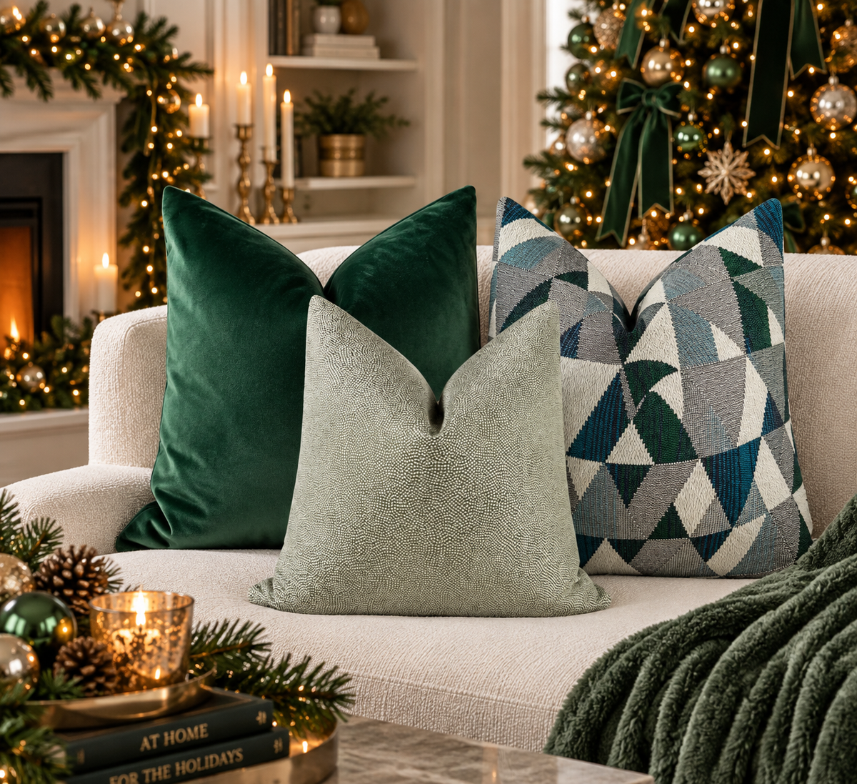 Winter Evergreen Pillow Combo Love, Ravin Collection