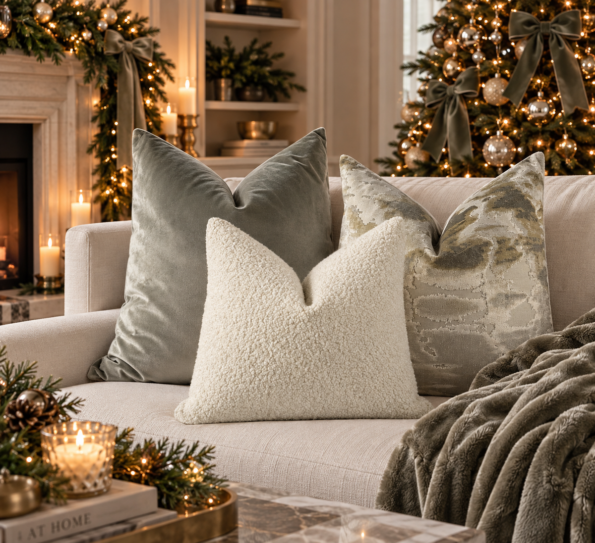 White Christmas Pillow Combo Love, Ravin Collection