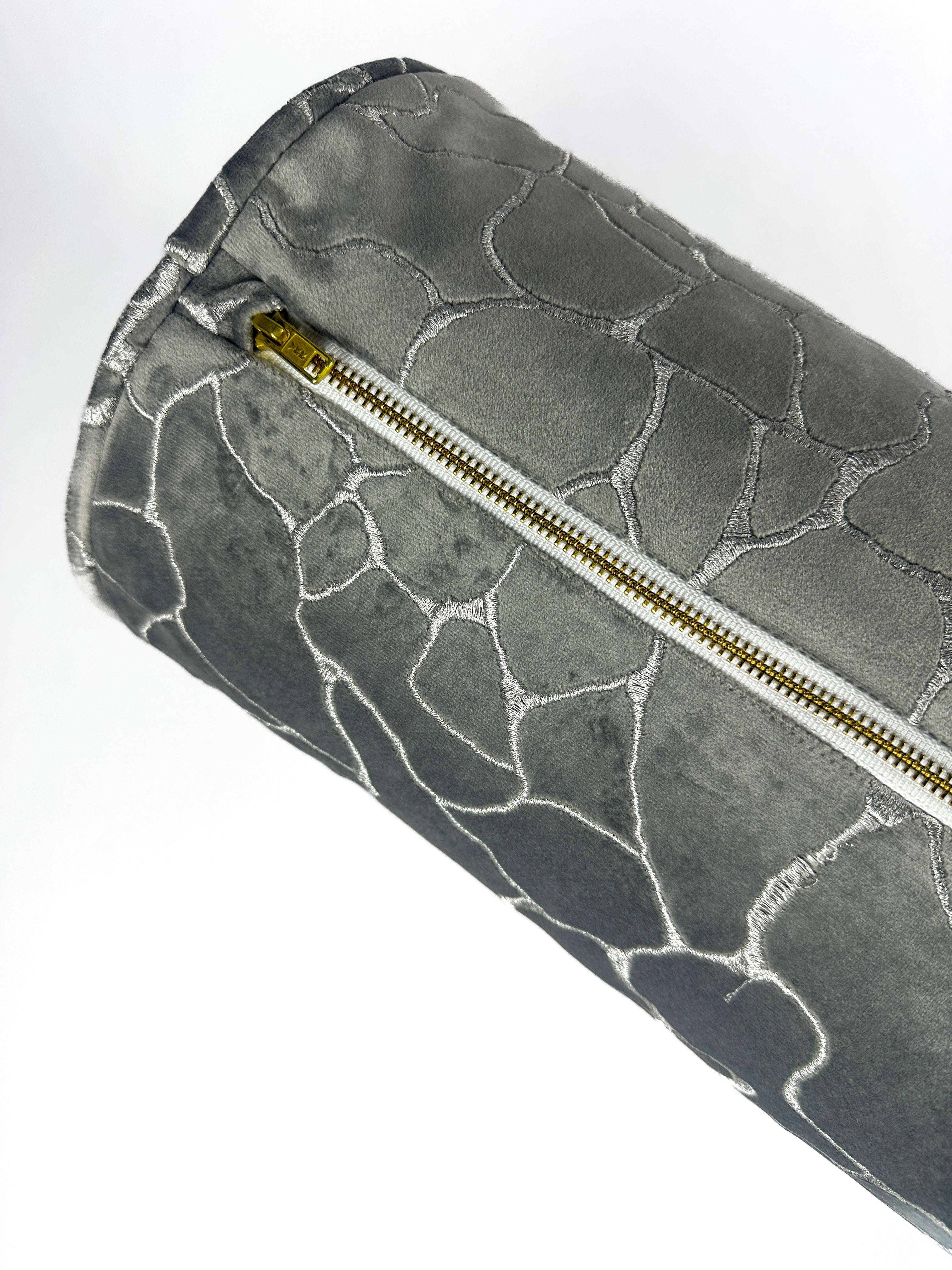 Grey Shatter Velvet Bolster Cover Love, Ravin Collection