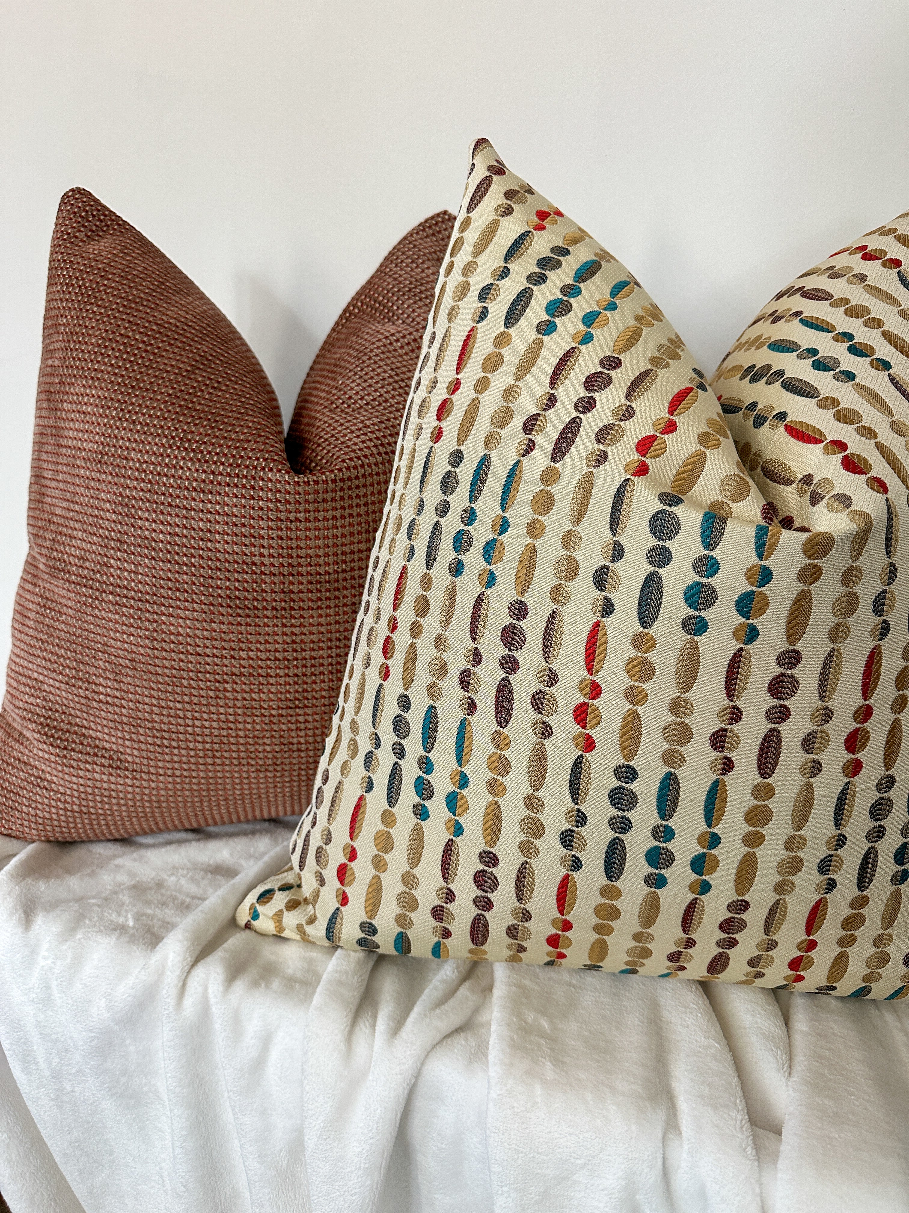 Bronze Rust Squares Pillow Cover Love, Ravin Collection