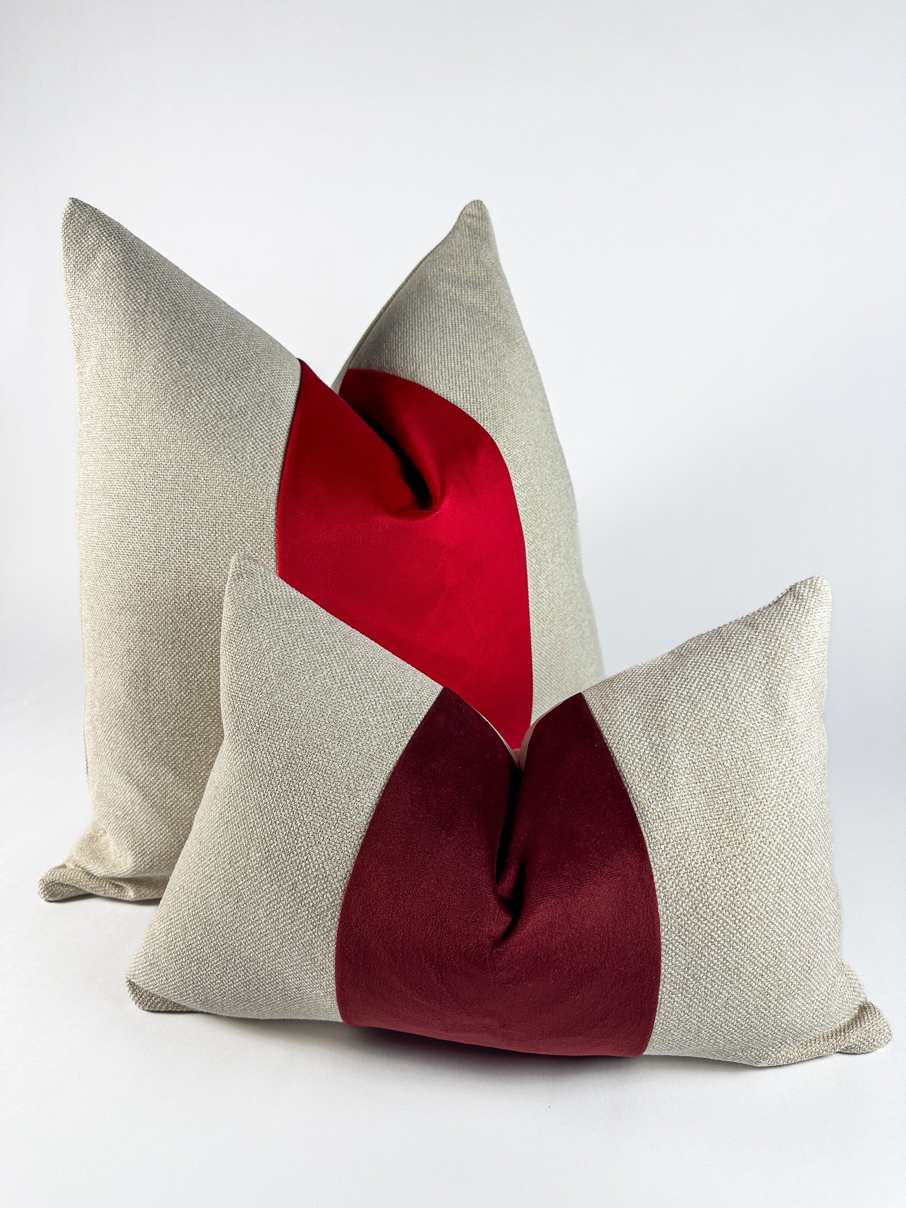 Crimson Bloom Panel Pillow Cover simple Love, Ravin Collection