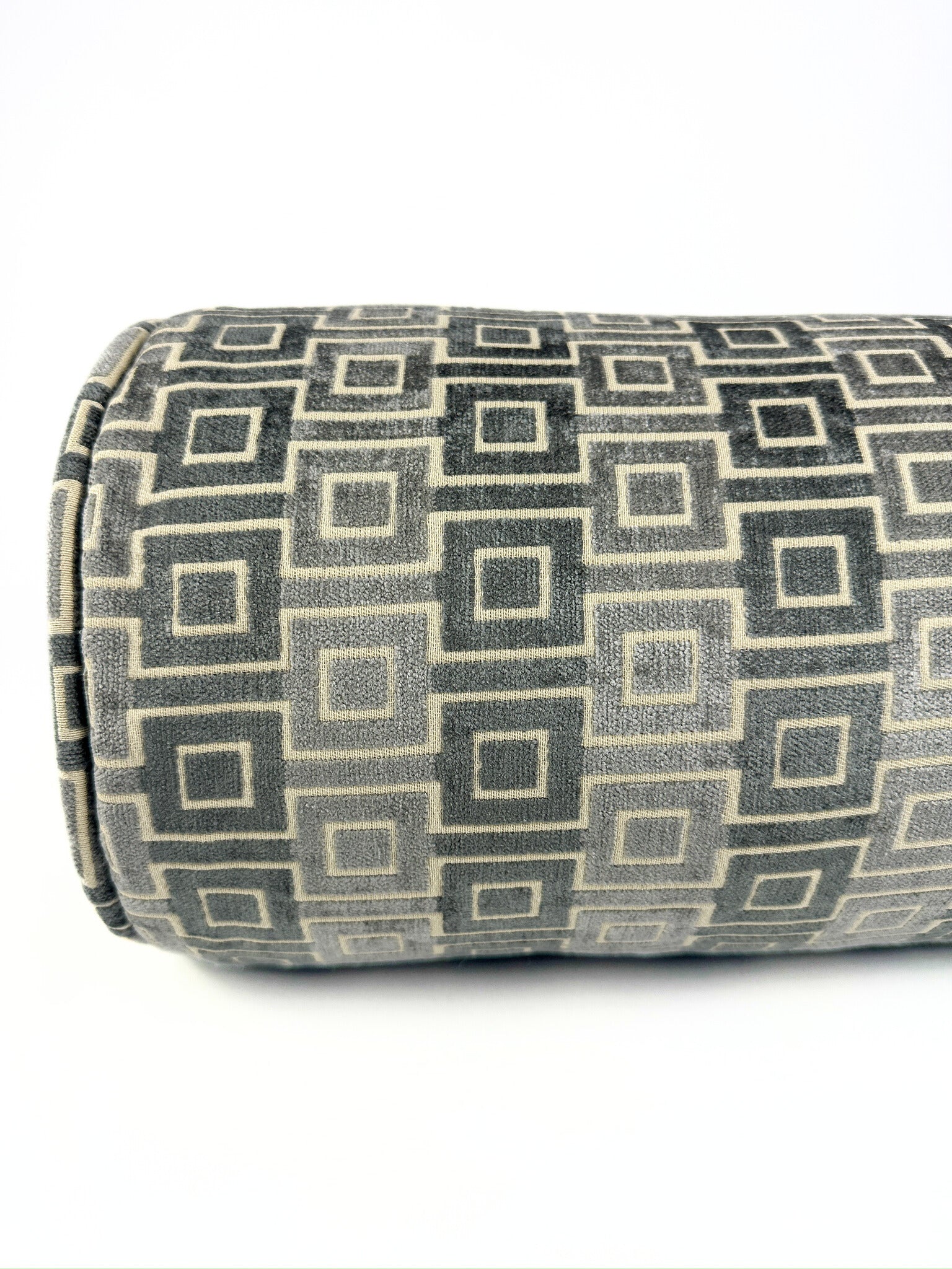 Grey Lattice Bolster Cover Love, Ravin Collection