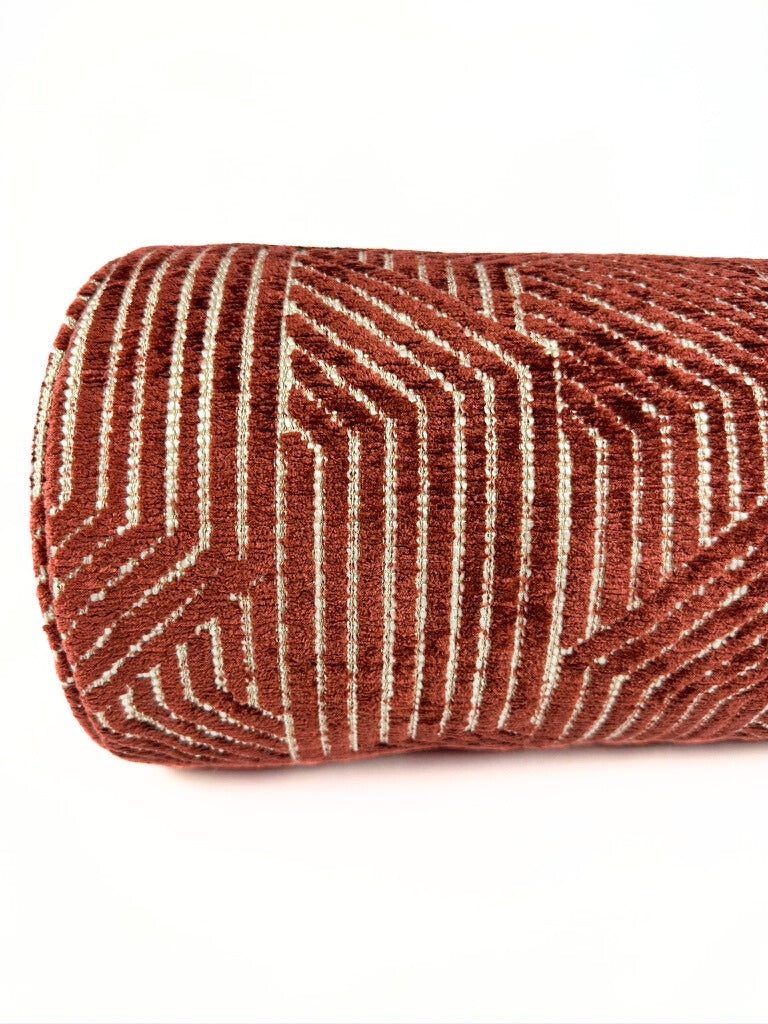 Cranberry Chenille Raker Bolster Cover Love, Ravin Collection