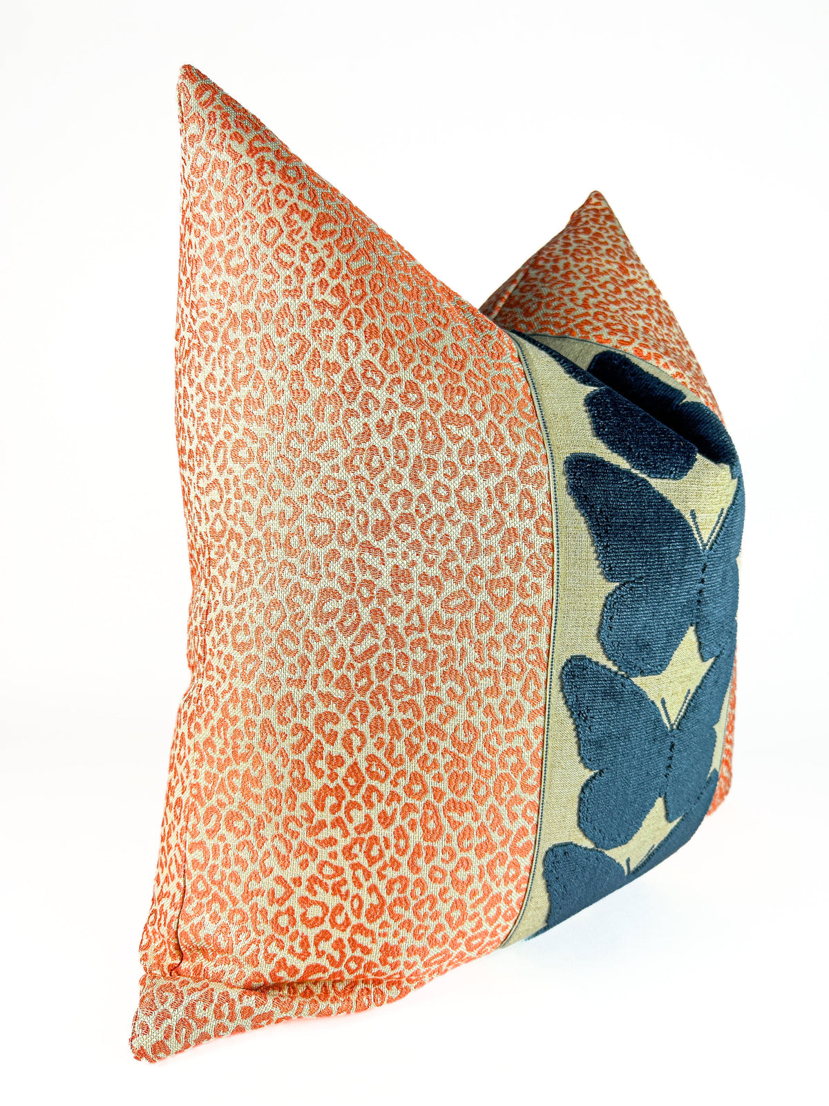 Salmon Leopard and Ocean Butterfly Pillow Cover Love, Ravin Collection