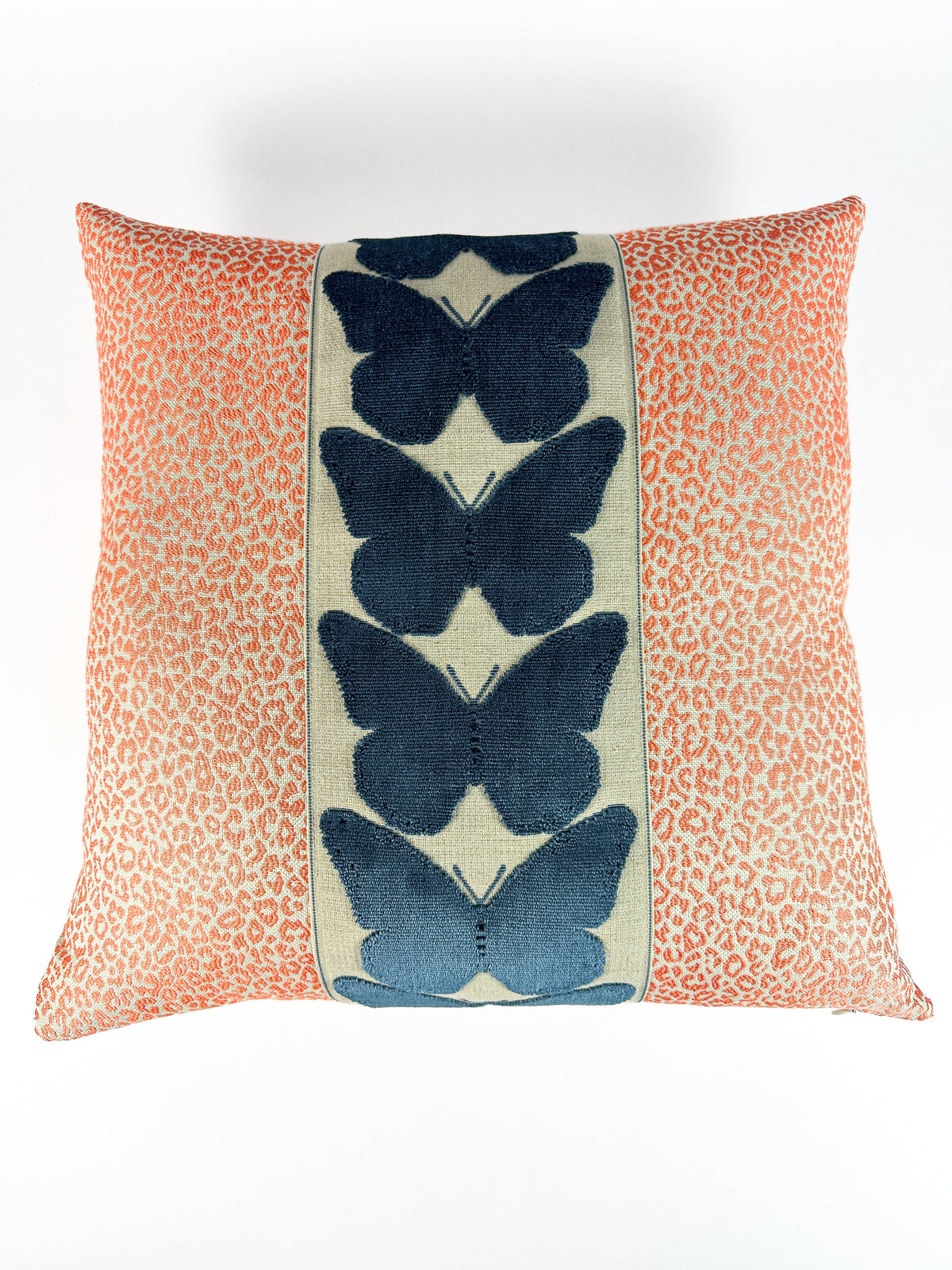 Salmon Leopard and Ocean Butterfly Pillow Cover Love, Ravin Collection