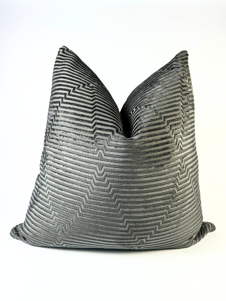 Grey Steps Velvet Pillow Cover simple Love, Ravin Collection