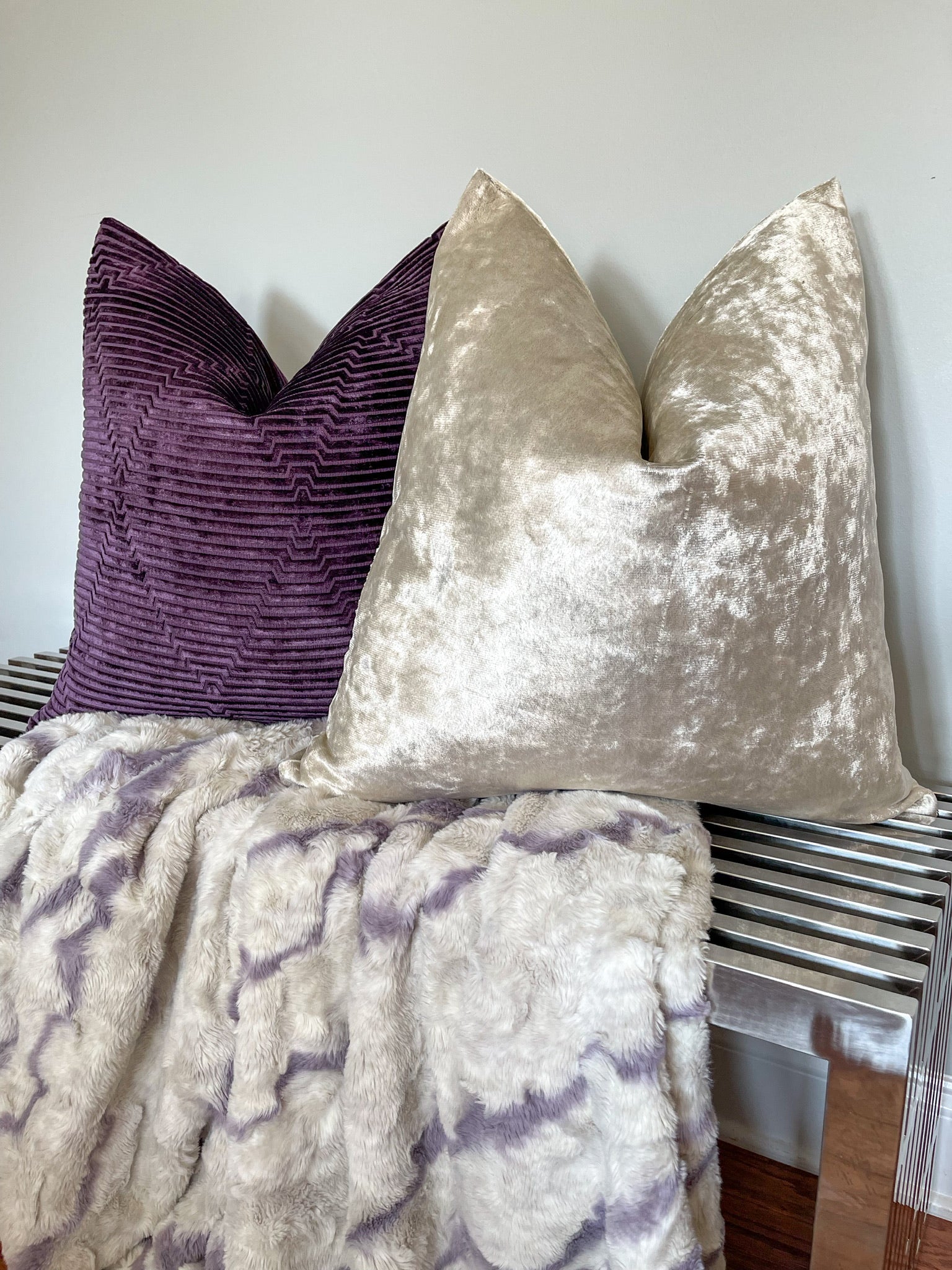 Purple Steps Velvet Pillow Cover simple Love, Ravin Collection